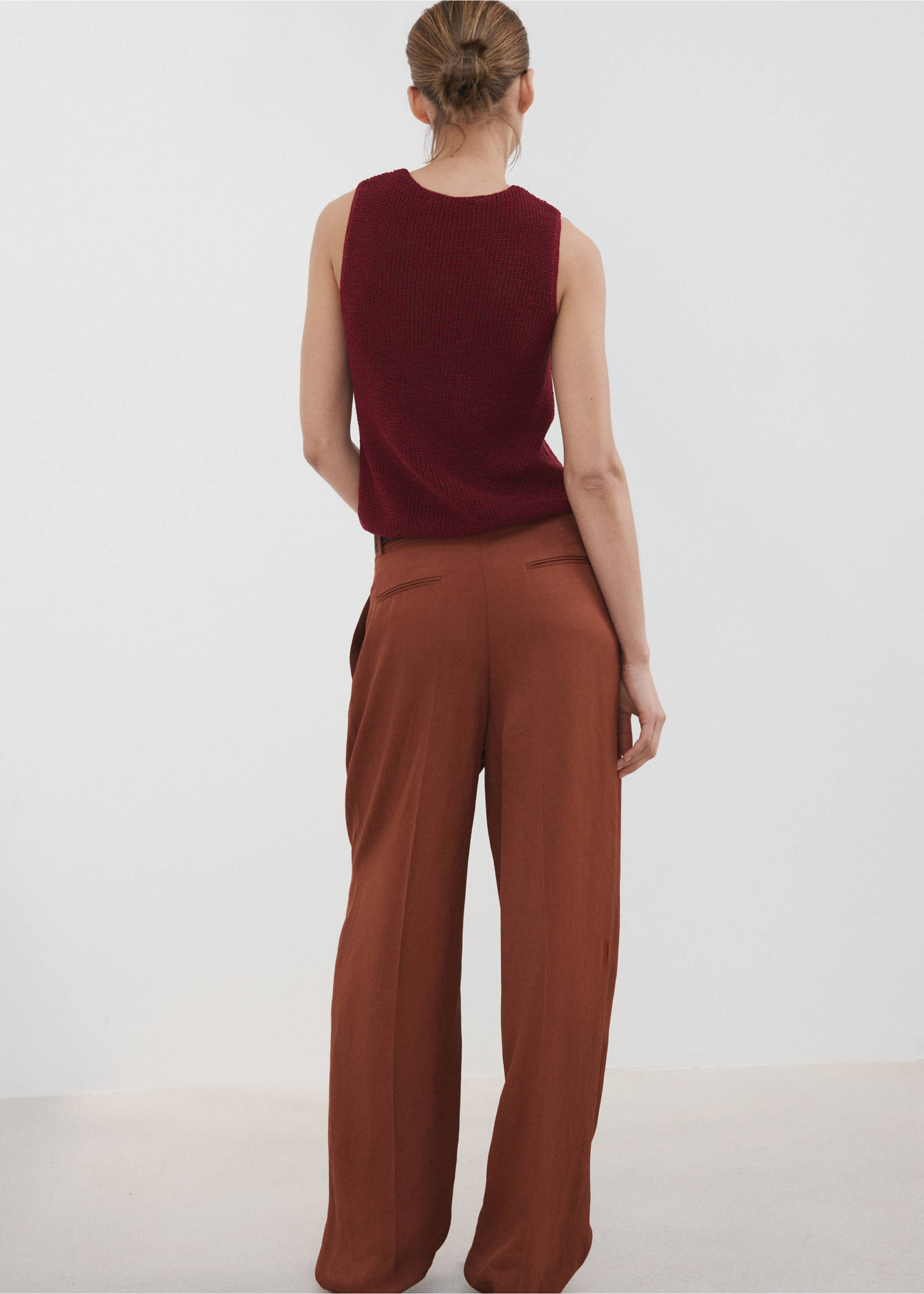 Knitted wrap top - Reverse of the article, Maroon. Ref: 27017172-00.