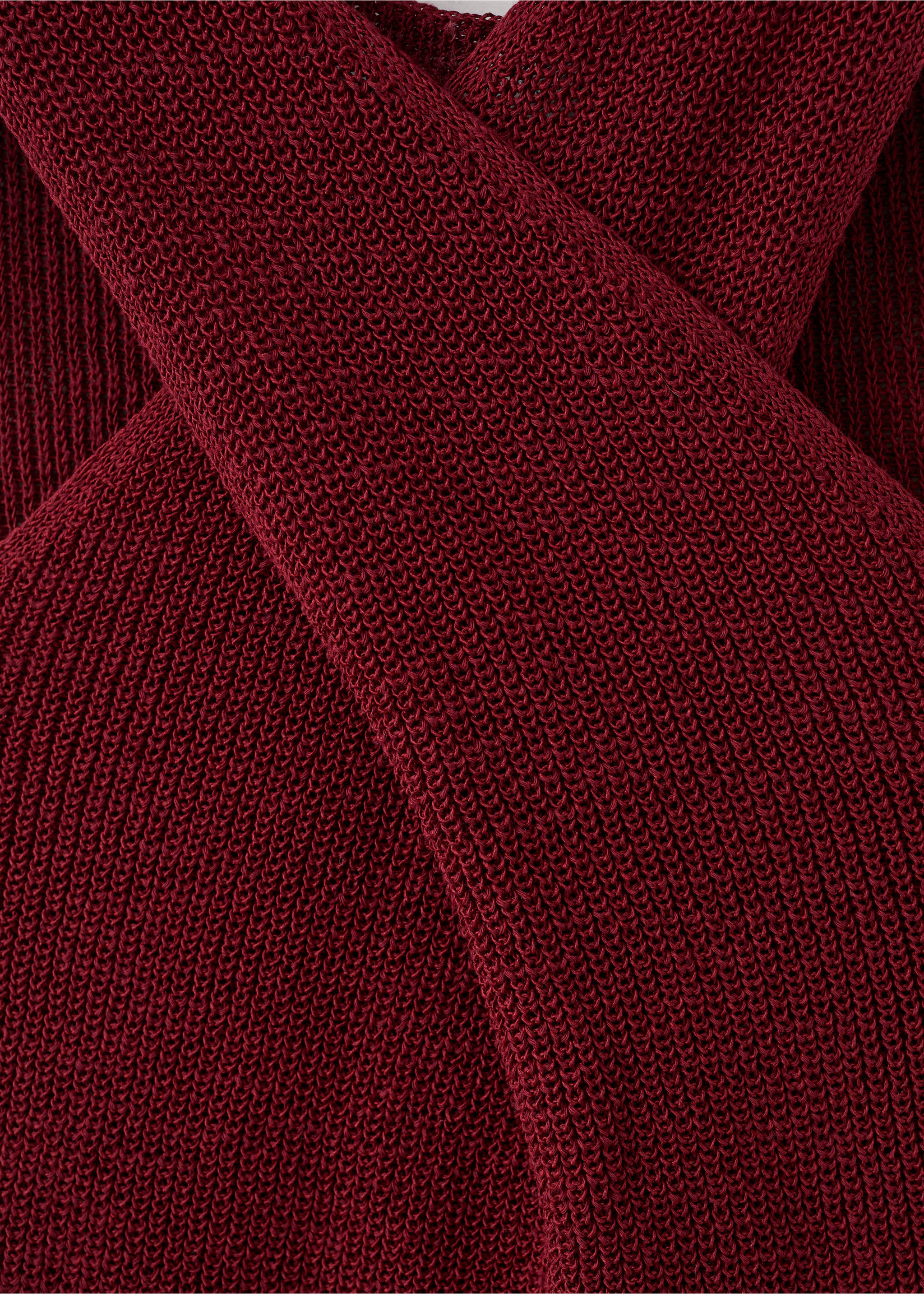 Knitted wrap top - Details of the article 8, Maroon. Ref: 27017172-00.