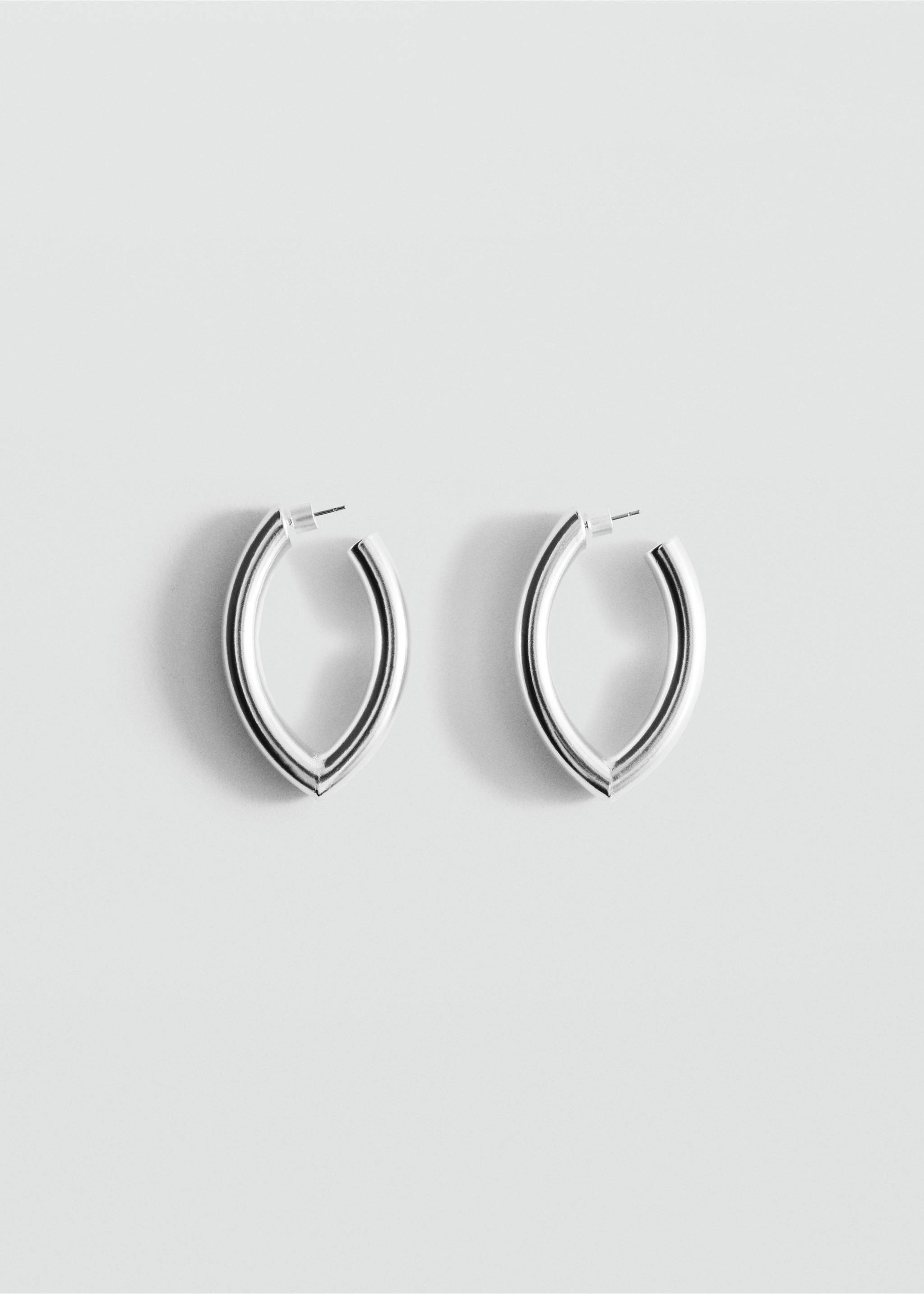 Silver-tone metal hoop earrings with a distinctive triangular profile., Silver. Ref: 27017798-00.