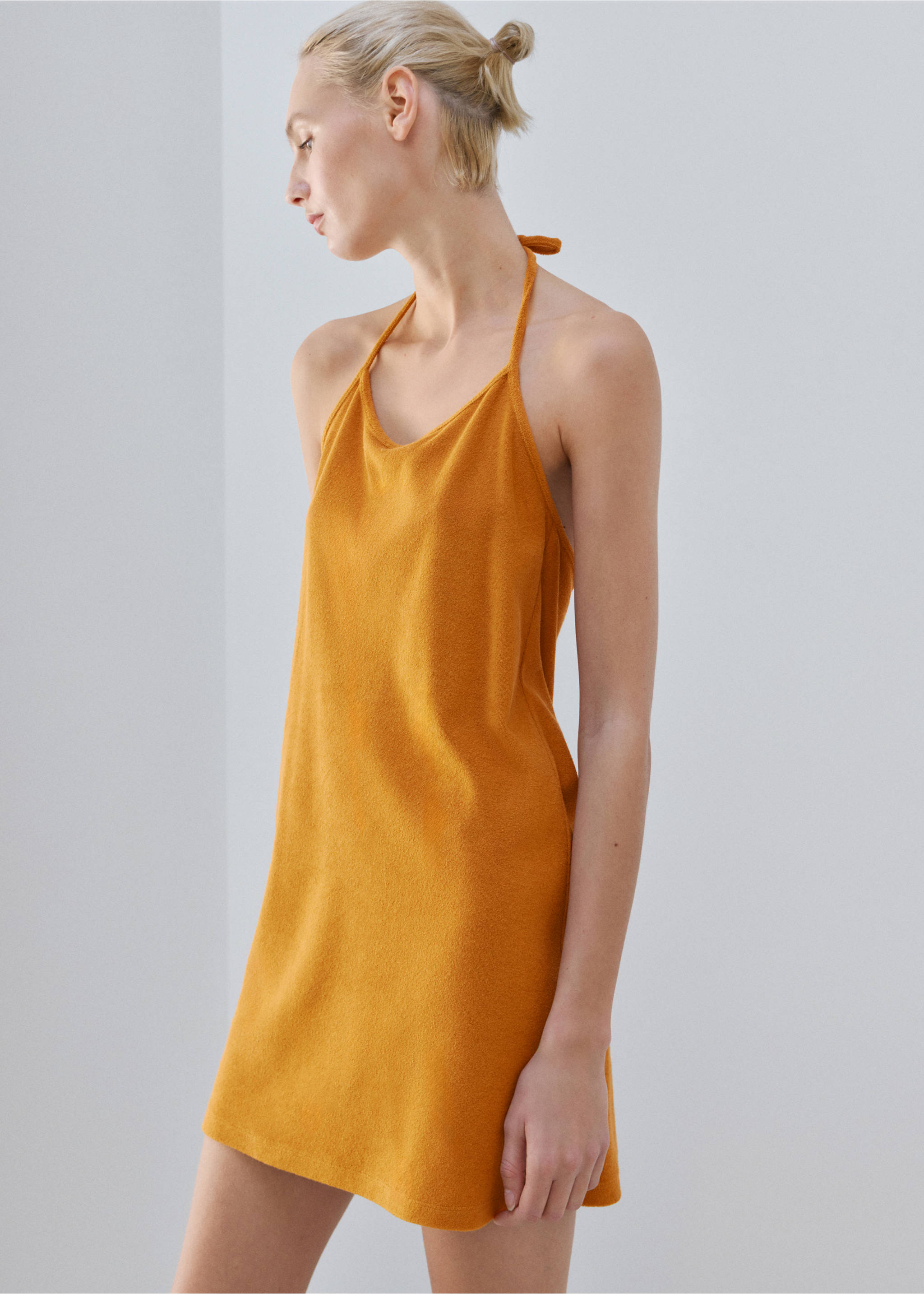 Chemise de nuit en coton bouclette - Plan moyen, Orange. Ref: 27023330-00.