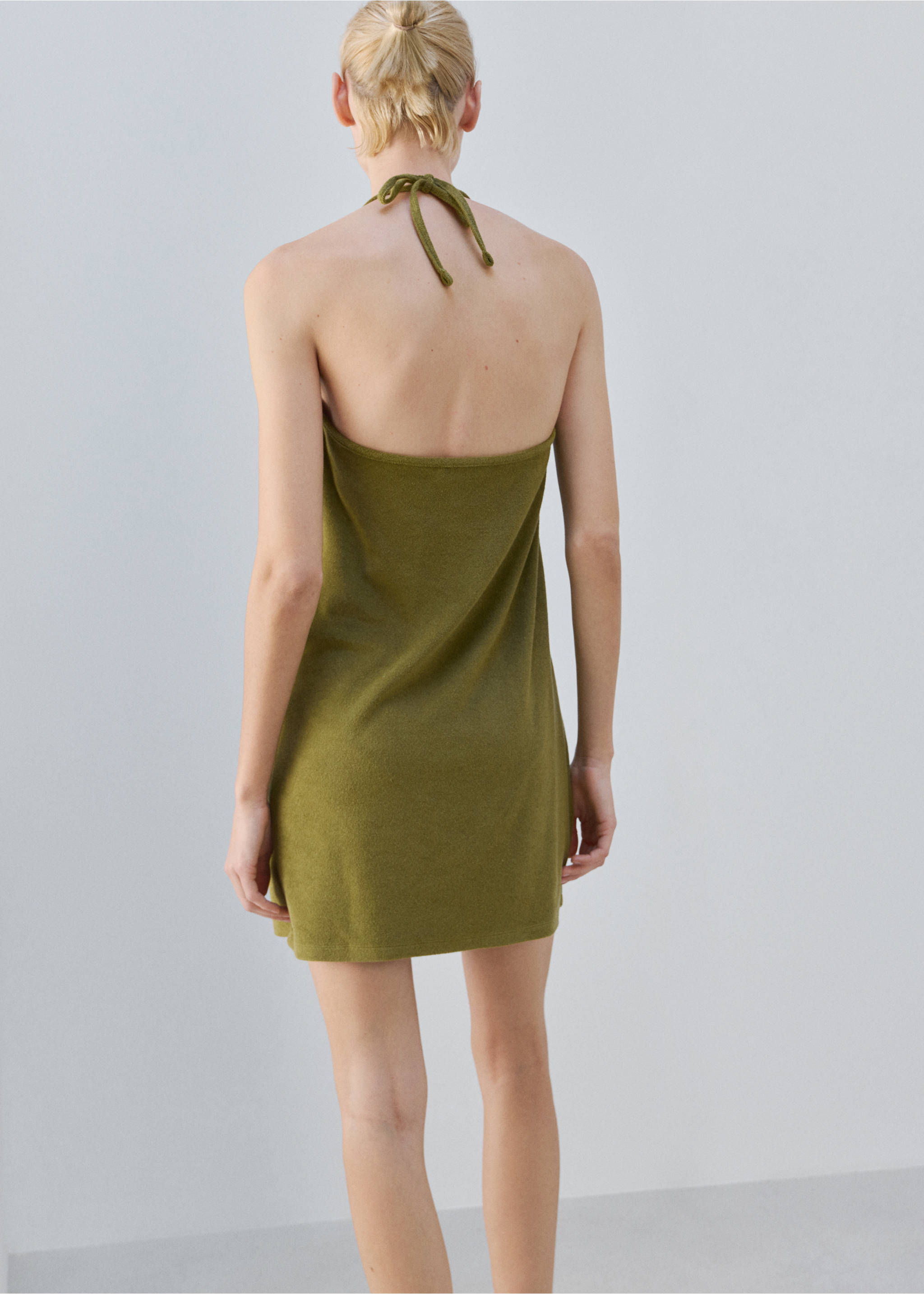 Chemise de nuit en coton bouclette - Verso de l’article, Kaki. Ref: 27023330-00.