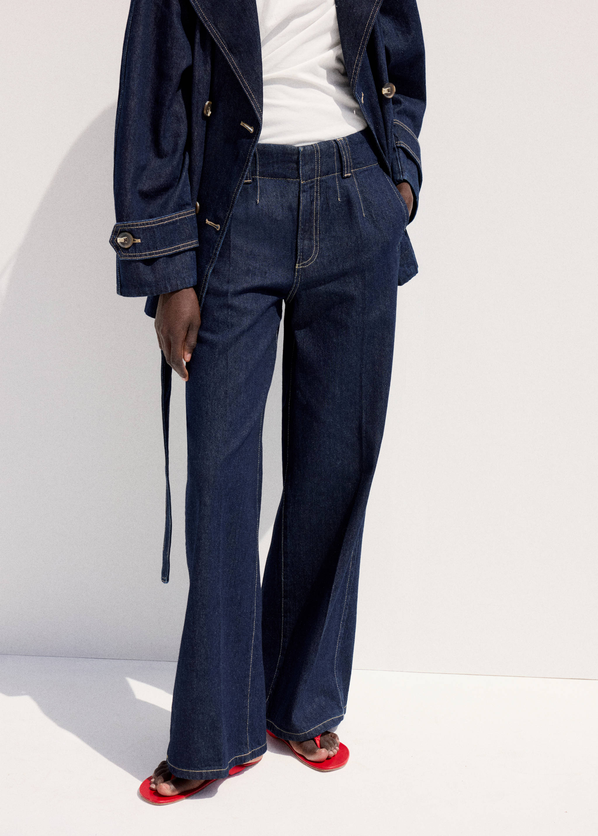 Wide leg mid-rise jeans - Medium plane