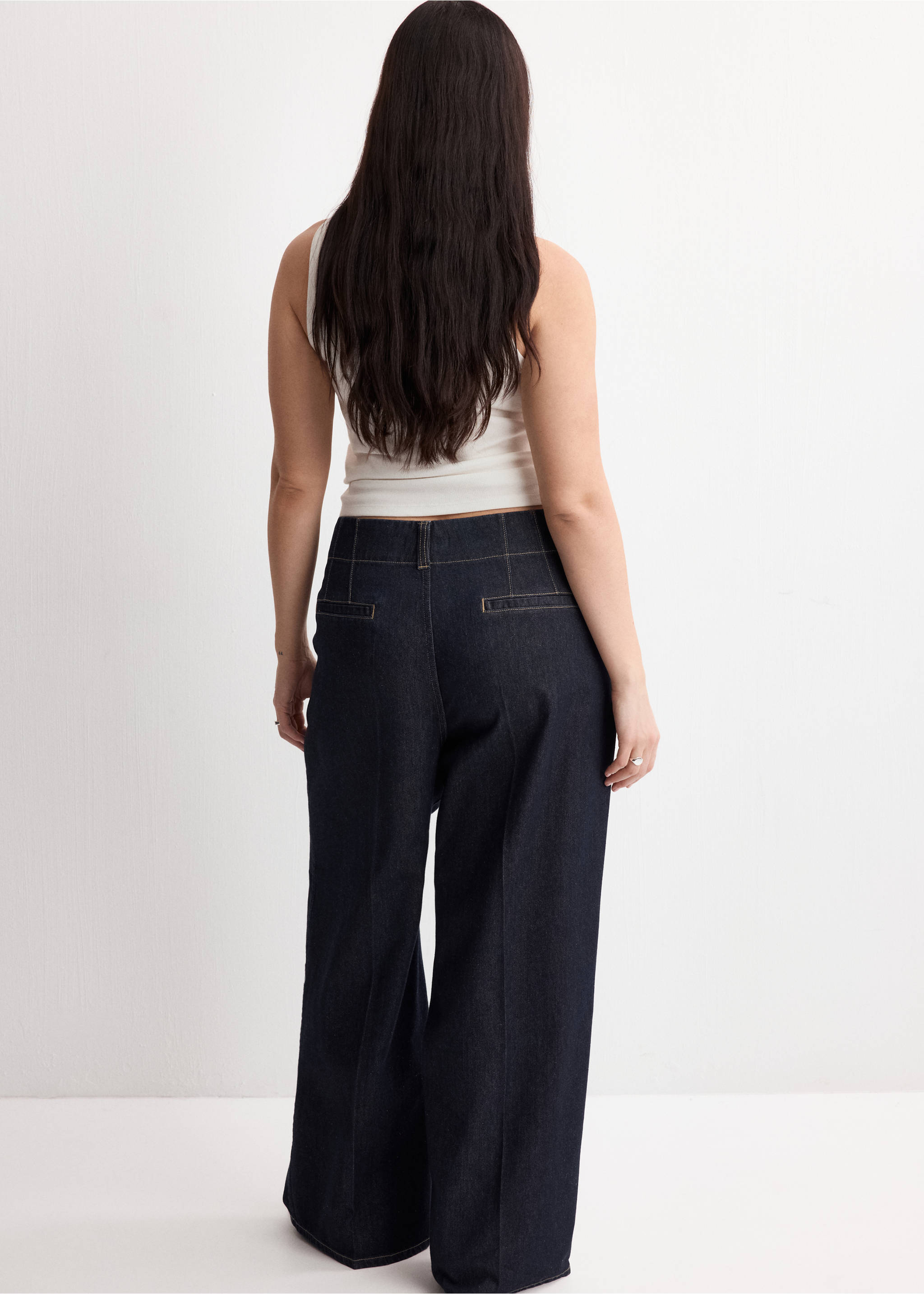 Wide leg mid-rise jeans - Details of the article 4, Open Blue. Ref: 27024083-00.