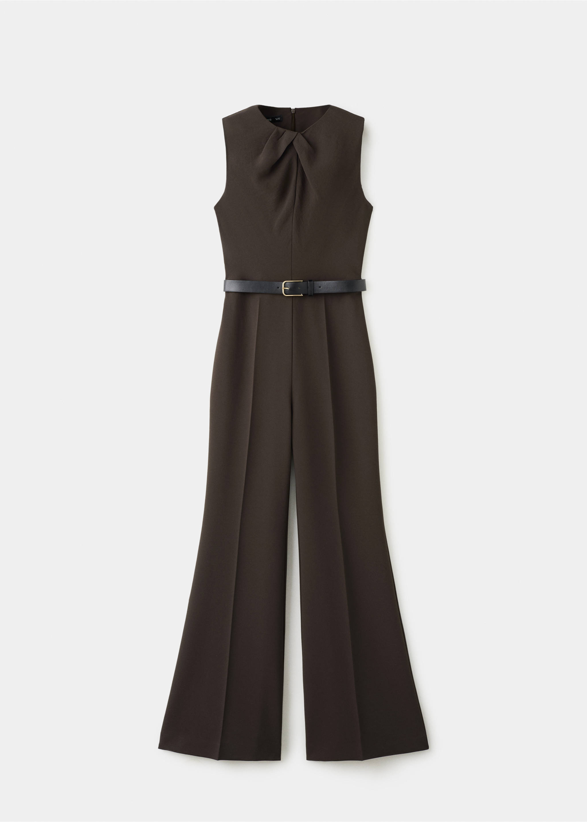Jumpsuit mit drapiertem Detail und Gürtel - Artikel ohne Model, Braun. Ref: 27024087-00.