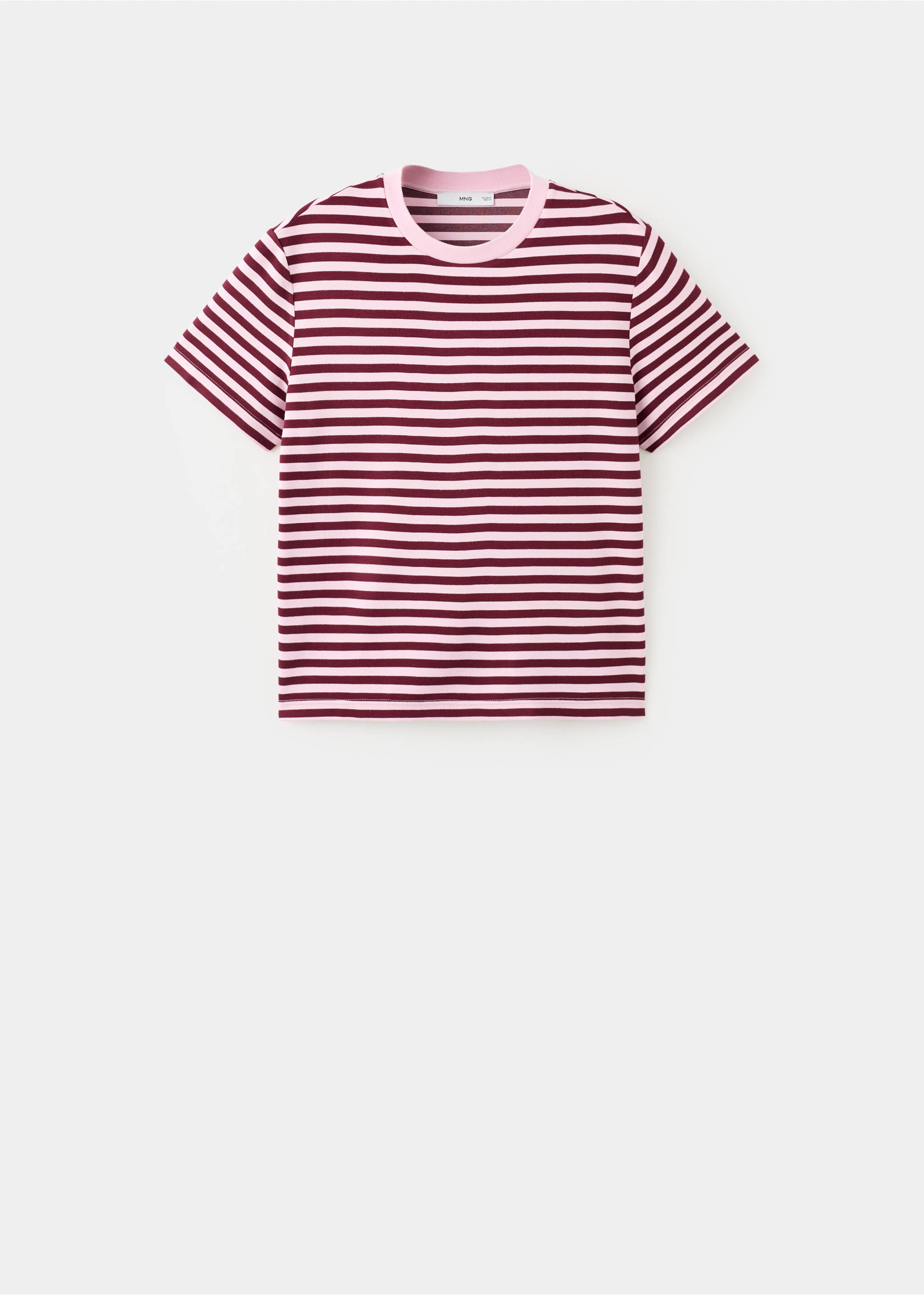 Kurzärmliges Streifen-T-Shirt - Artikel ohne Model, Pastellrosa. Ref: 27024088-00.