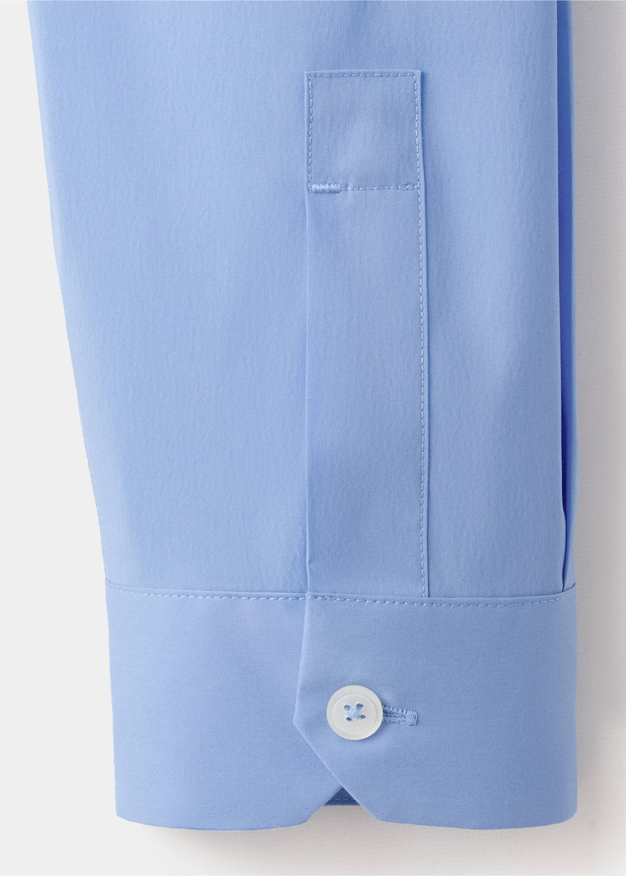 Light blue shirt cuff and sleeve placket detail., China Blue. Ref: 27024424-00.
