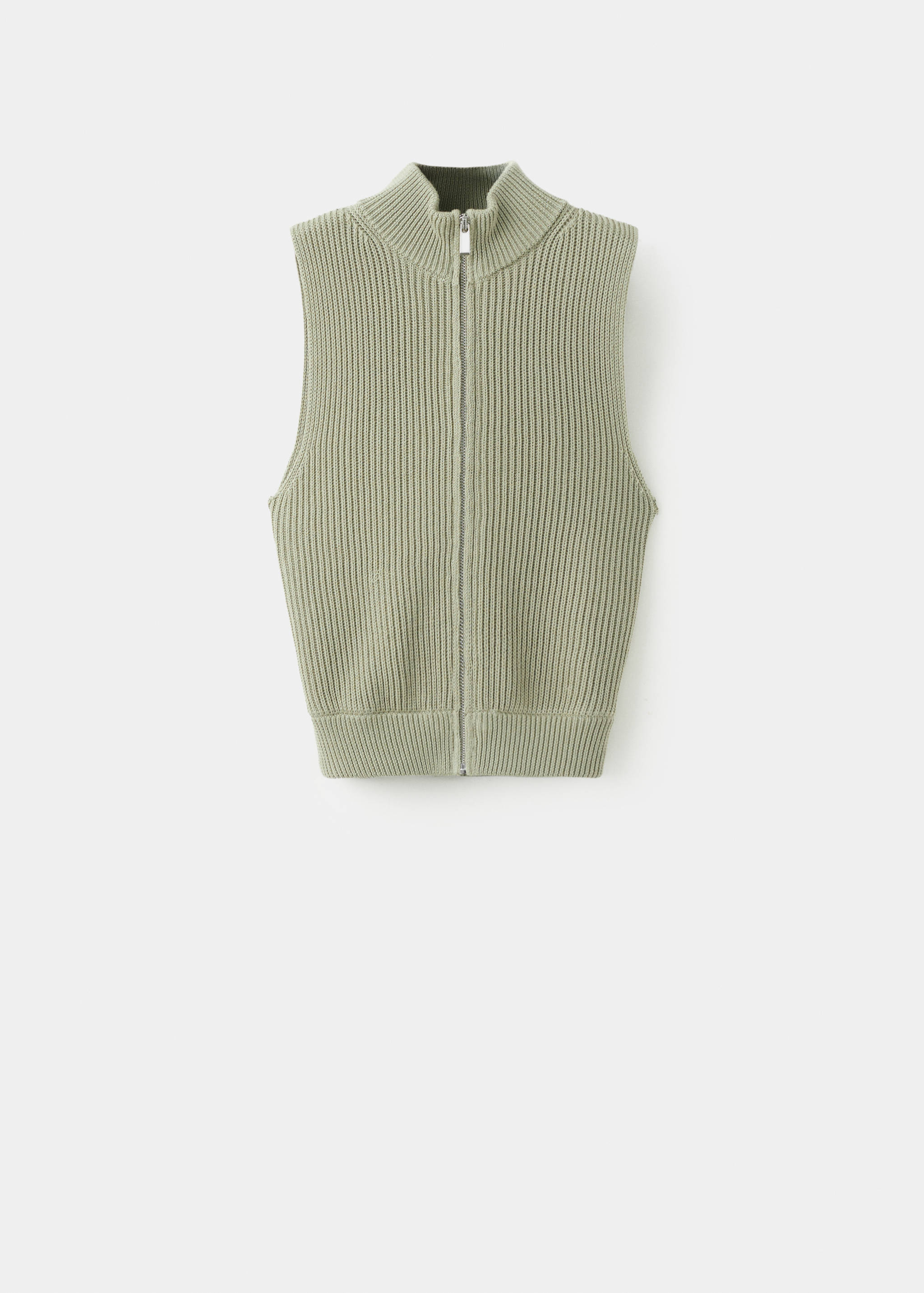 Ribbed knitted top with zip - Article without model