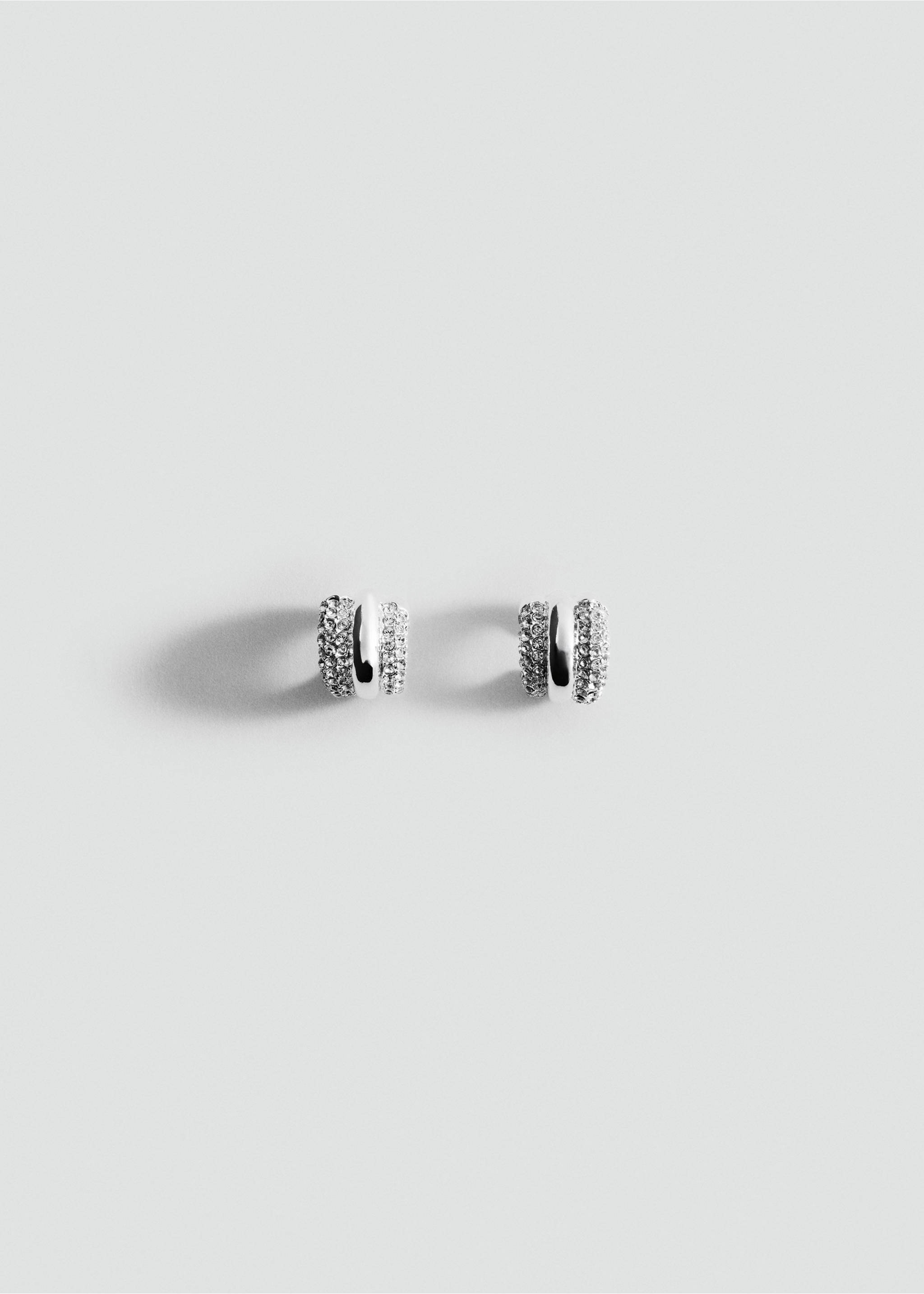 Pendientes de aro de cristal en tono plateado., Plata. Ref: 27031223-00.