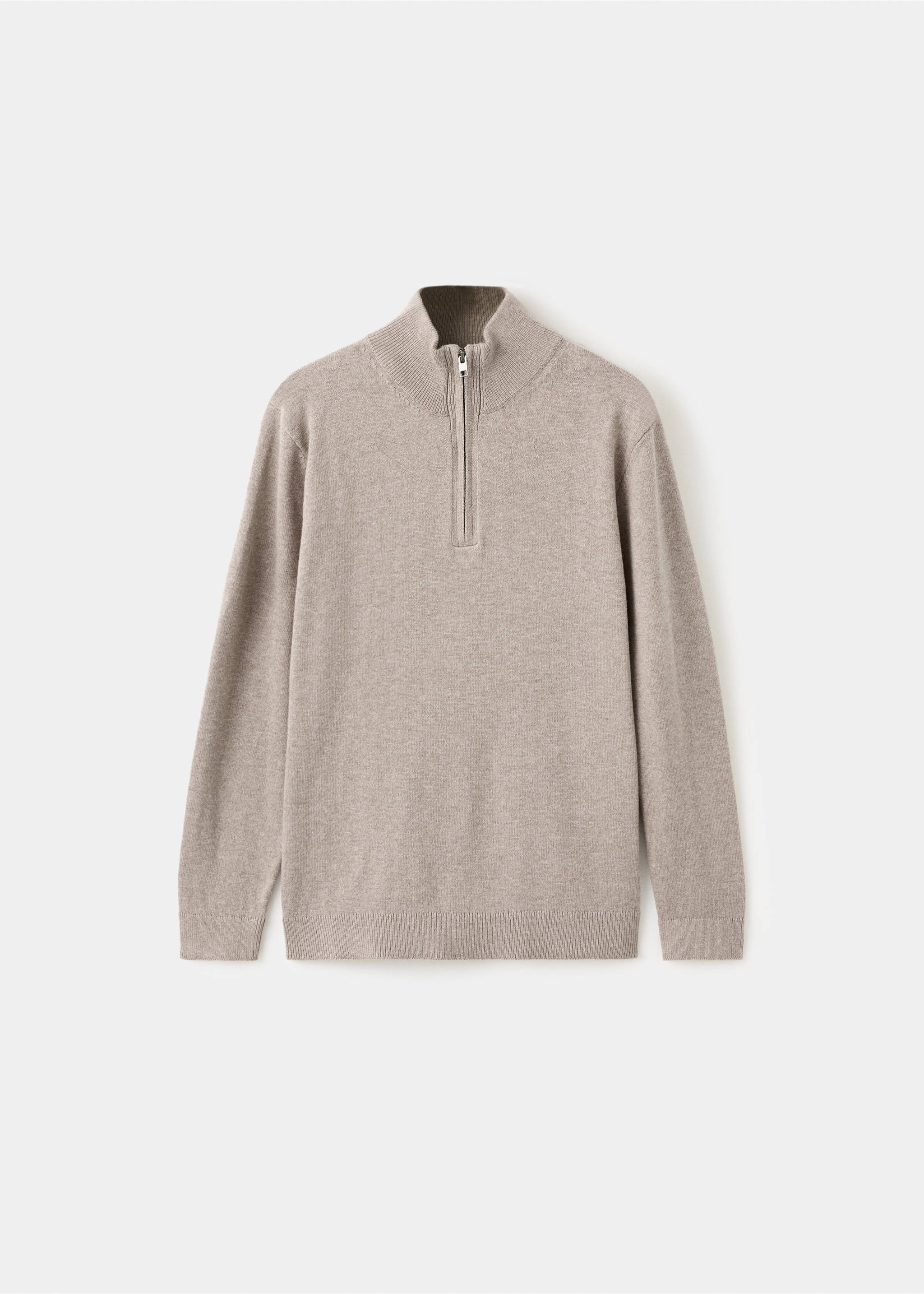 Pullover mit Zip-Kragen - Artikel ohne Model, Mittelbraun. Ref: 27031259-00.