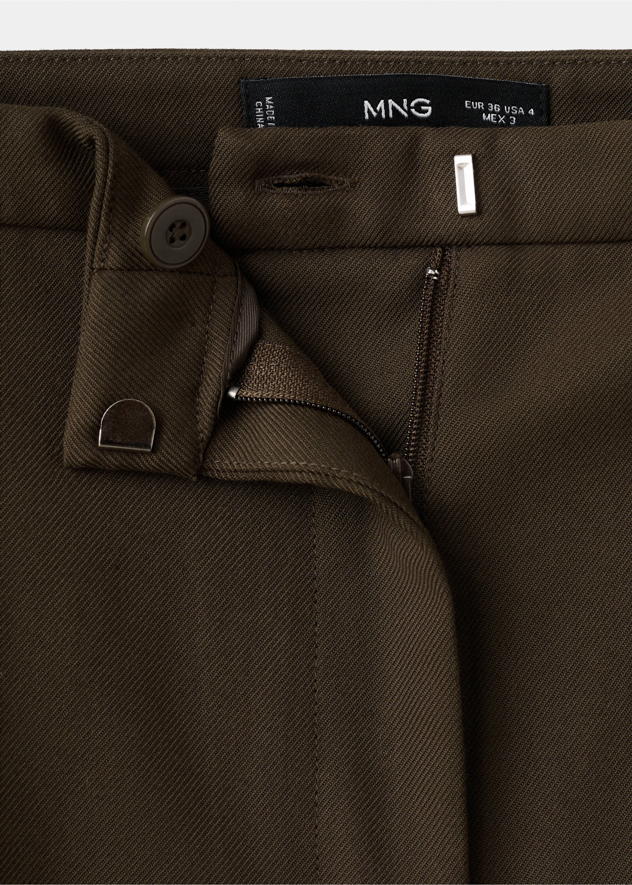Wide leg mid-rise pleated trousers - Details of the article 8, Chocolate. Ref: 27031294-00.