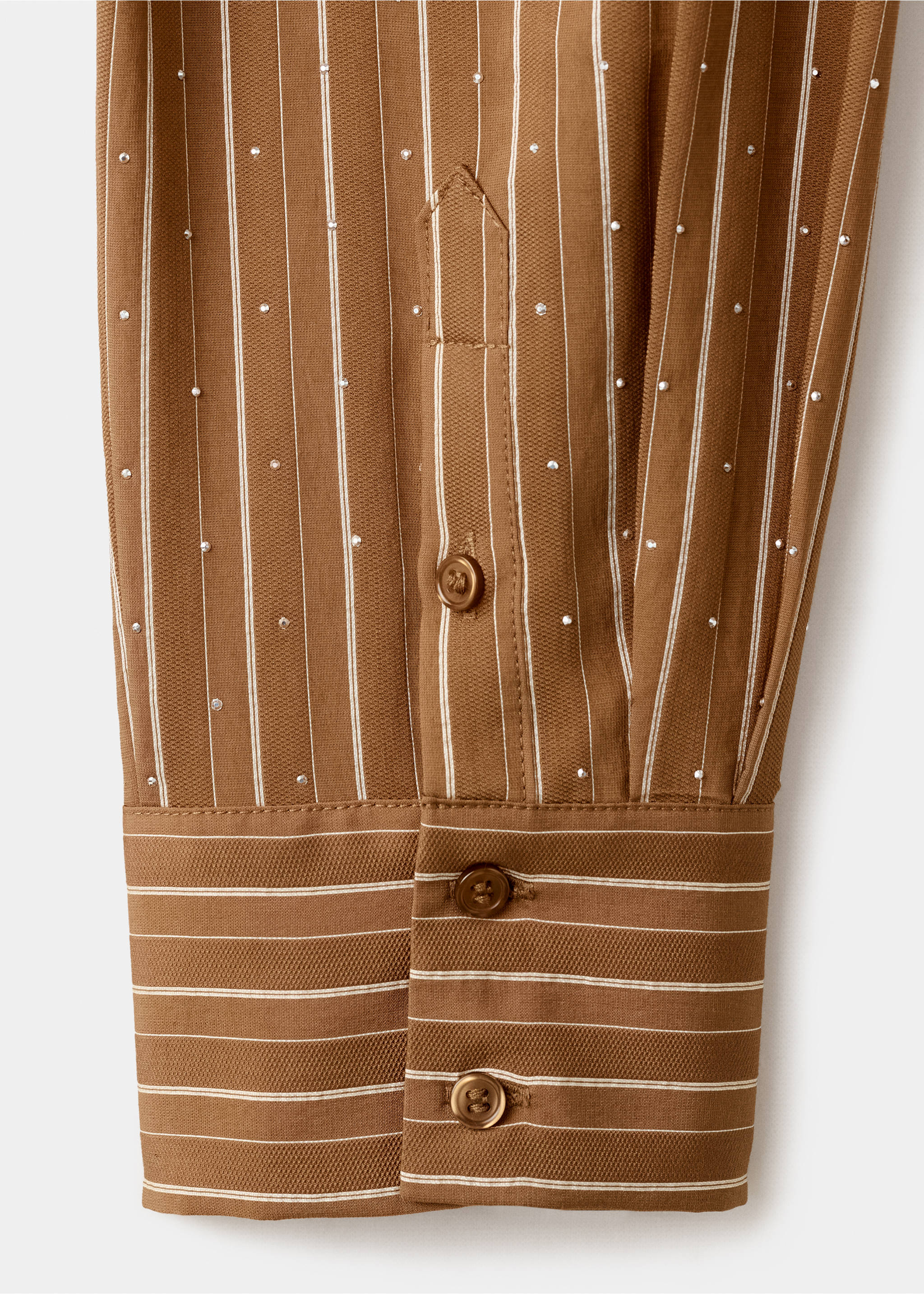 Gestreiftes Hemd mit Strass-Details - Detail des Artikels 0, Braun. Ref: 27034094-00.