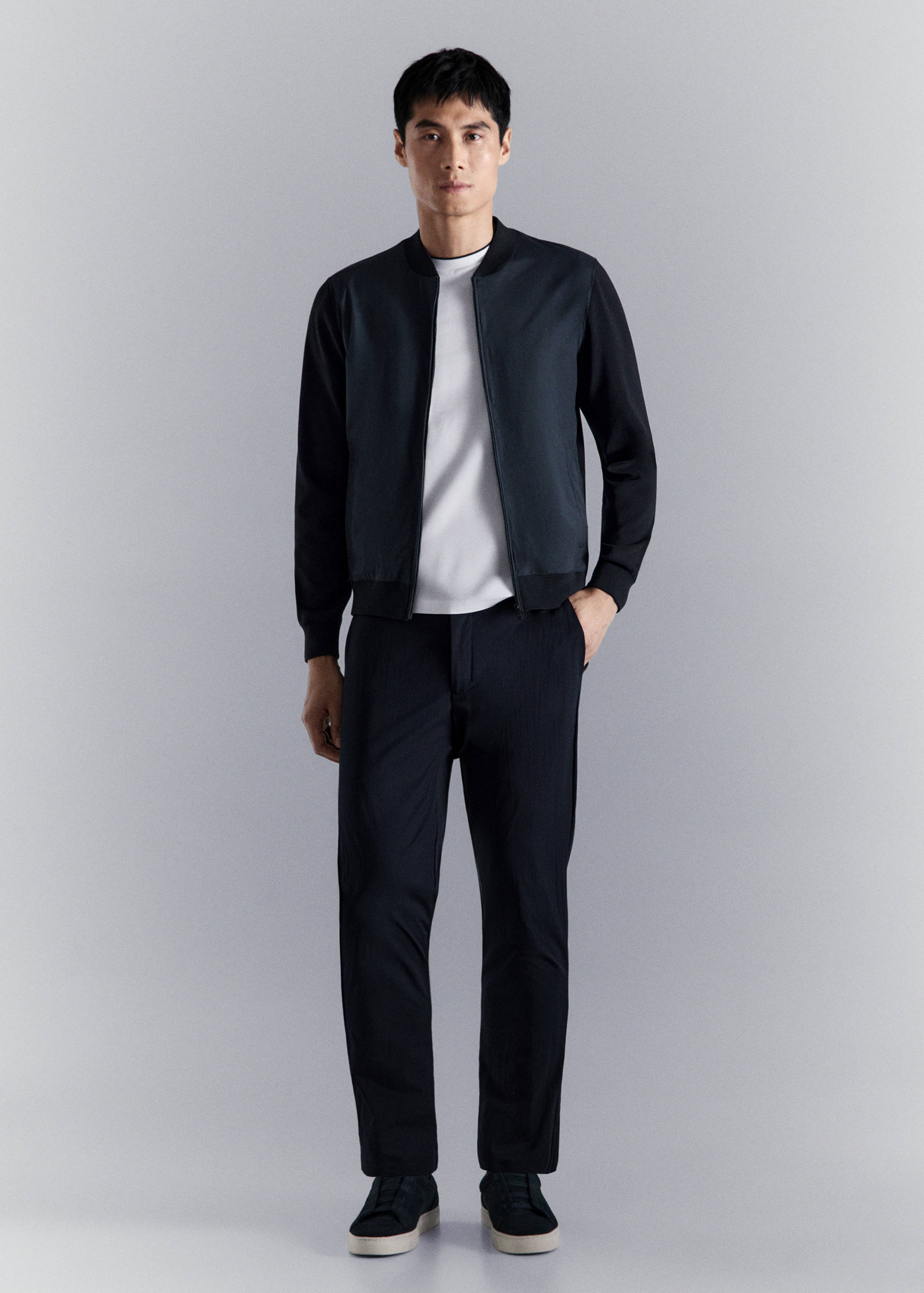 Veste bomber en maille combinée - Plan général