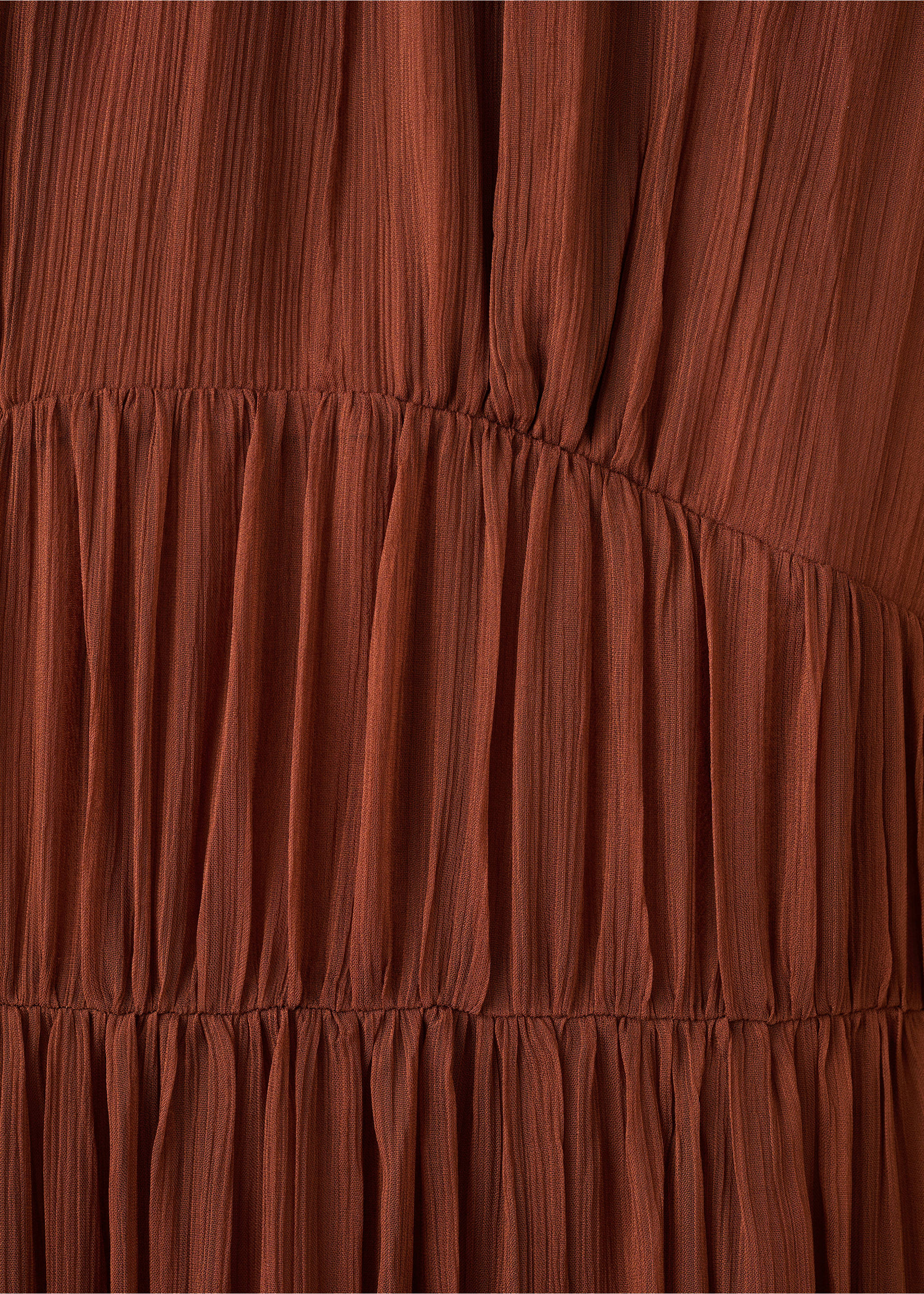 Pleated chiffon dress - Details of the article 8, Chocolate. Ref: 27034441-00.