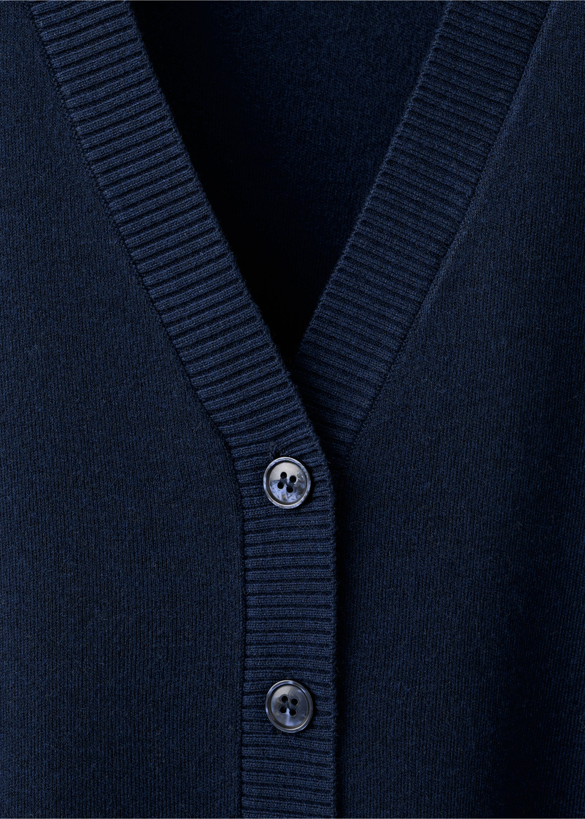 Navy blue knit cardigan V-neck detail with buttons., Dark Navy. Ref: 27034774-00.