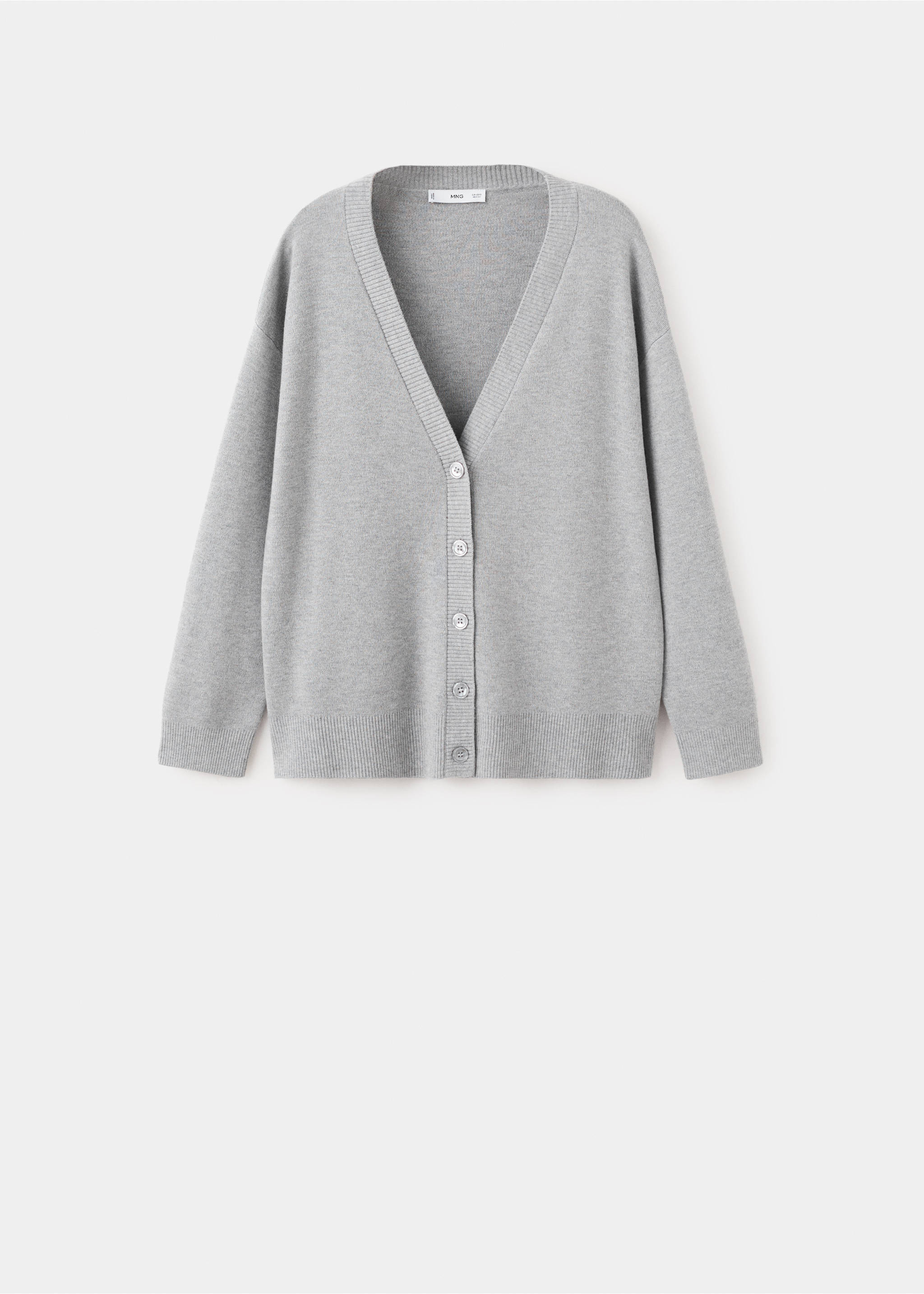 Grey V-neck knit cardigan with button fastening., Medium Heather Grey. Ref: 27034774-00.
