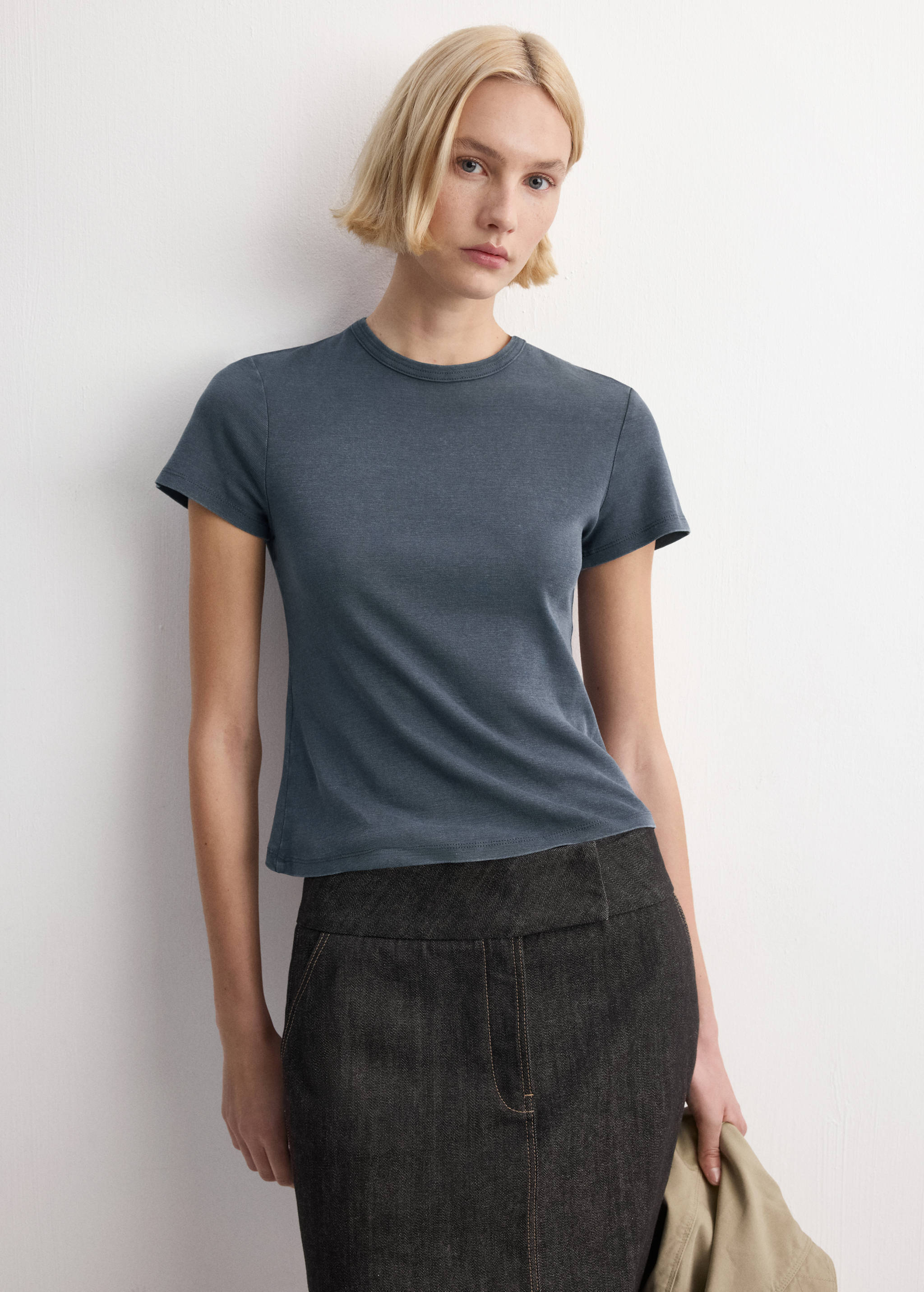 Washed-effect cotton t-shirt - Medium plane
