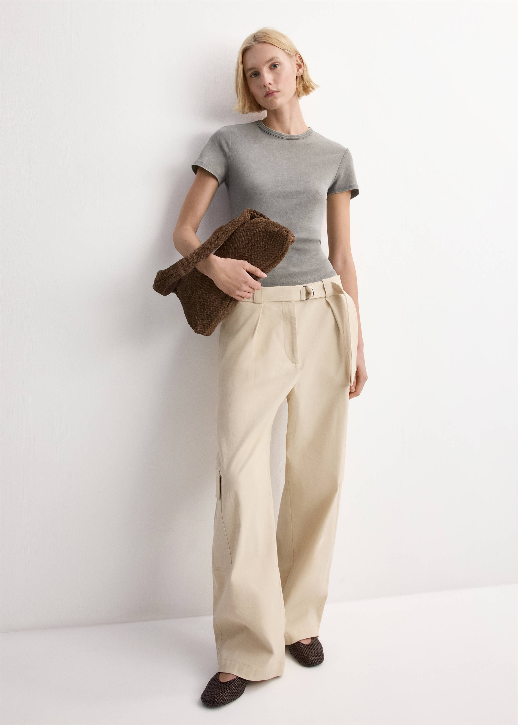 Washed-effect cotton t-shirt - General plane