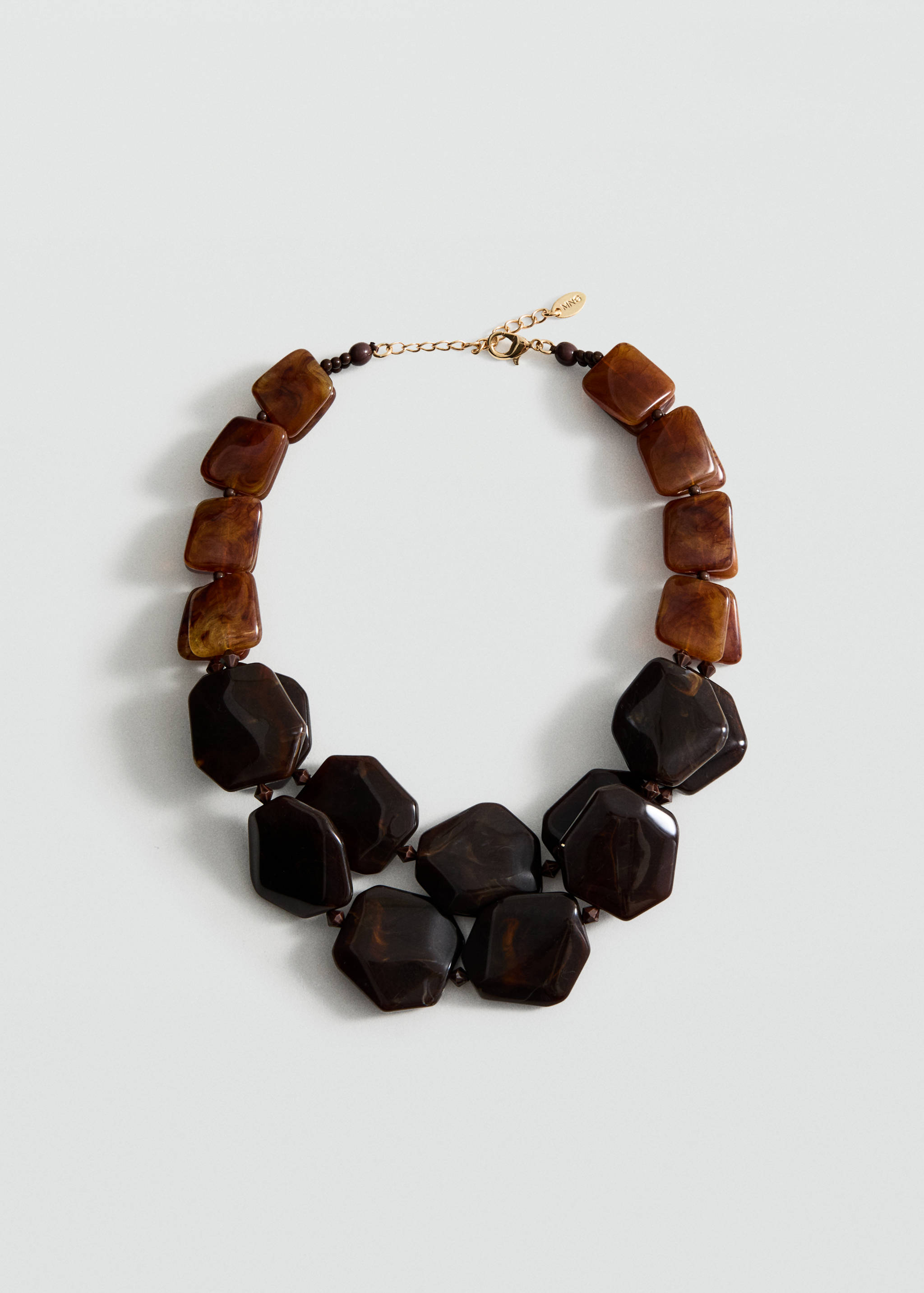 Brown tortoiseshell resin statement collar necklace.