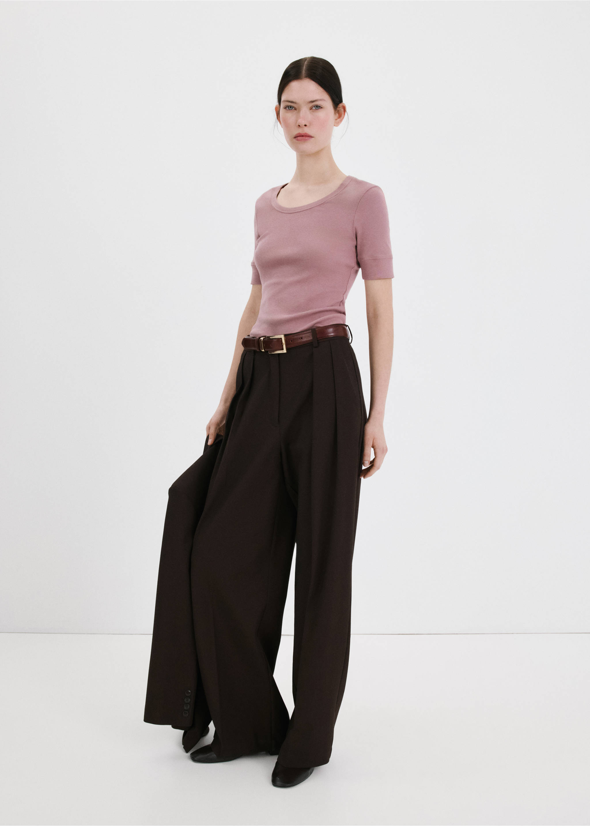 Tailliertes Kurzarm-T-Shirt - Allgemeine Ansicht, Helllila/Pastelllila. Ref: 27035998-00.
