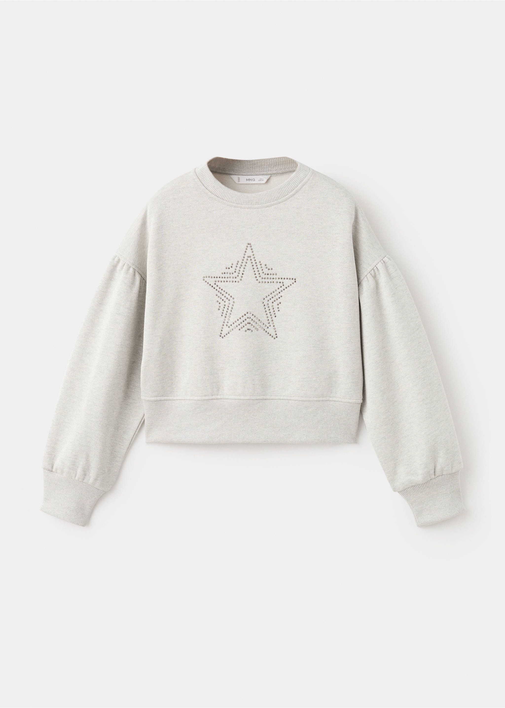 Sweatshirt mit Lurex und sternförmiger Strass-Applikation - Artikel ohne Model, Anthrazit. Ref: 27041169-00.