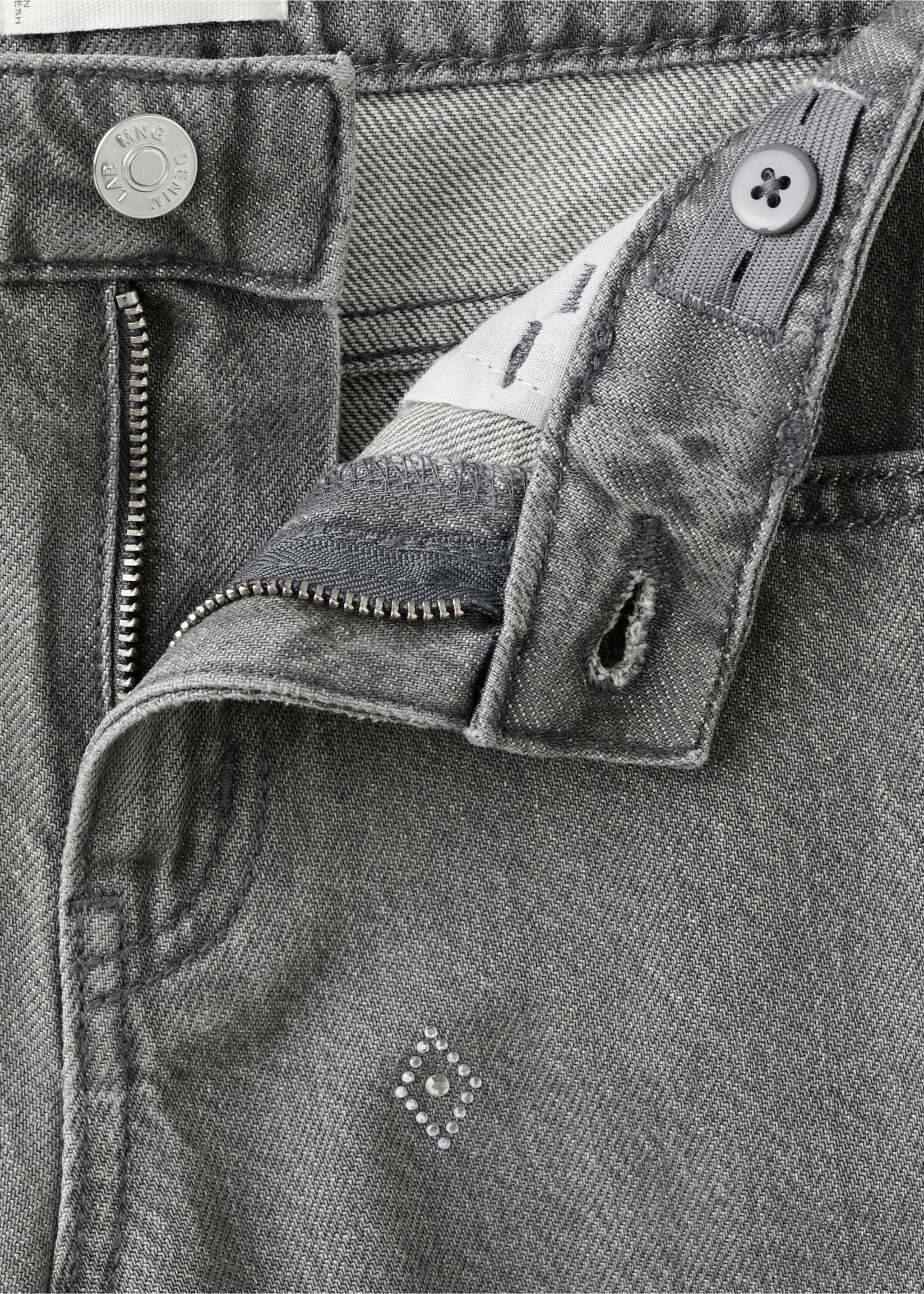Jean large à strass - Détail de l'article 0, Gris denim. Ref: 27041171-00.