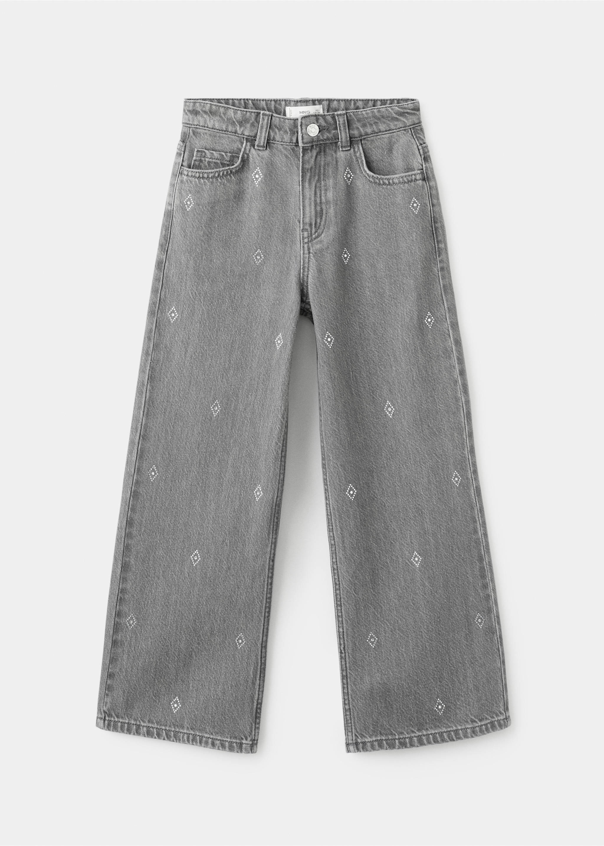 Jean large à strass - Article sans modèle, Gris denim. Ref: 27041171-00.