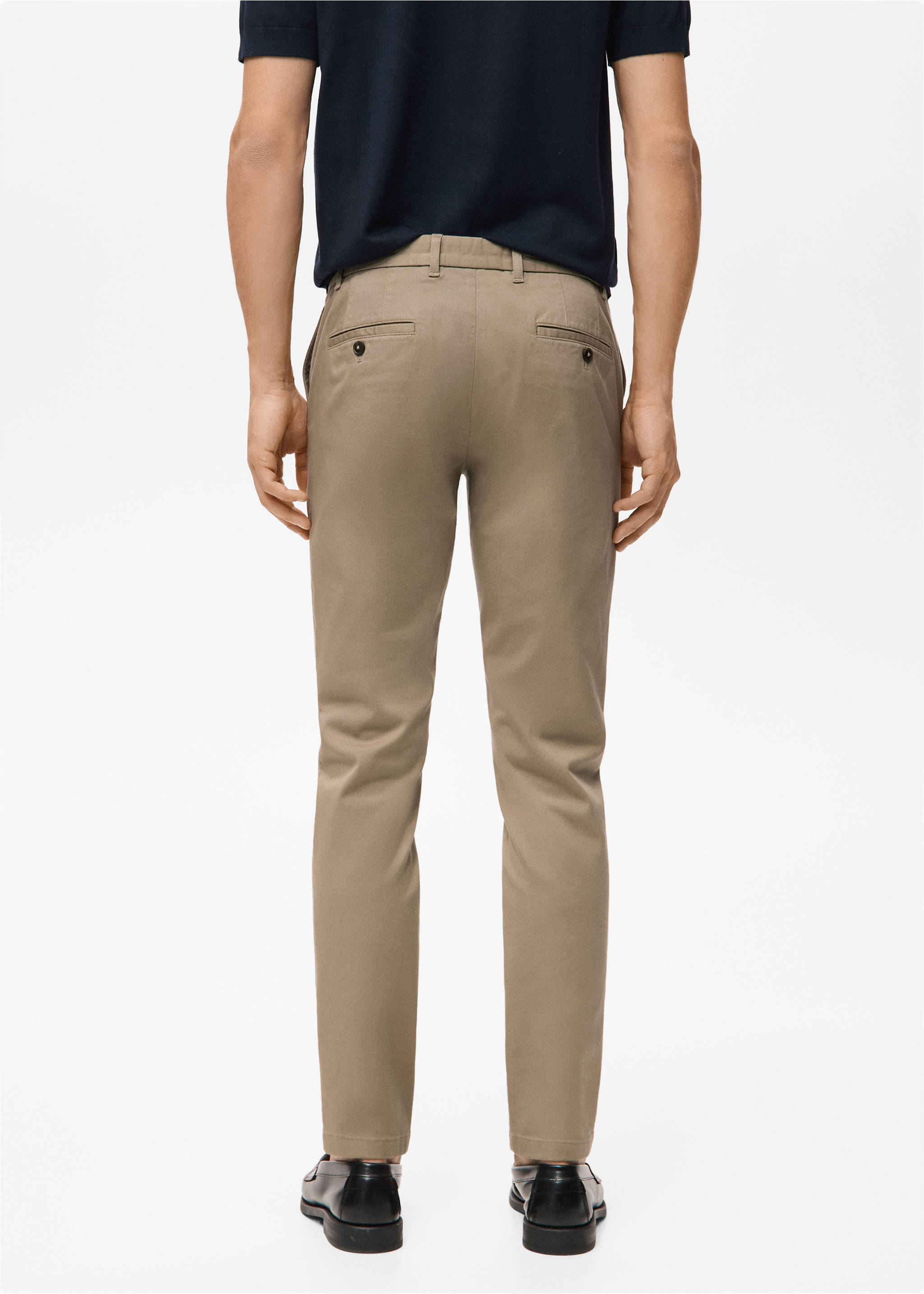 Back view of beige trousers with belt loops and buttoned rear pockets., Beige. Ref: 27041187-00.