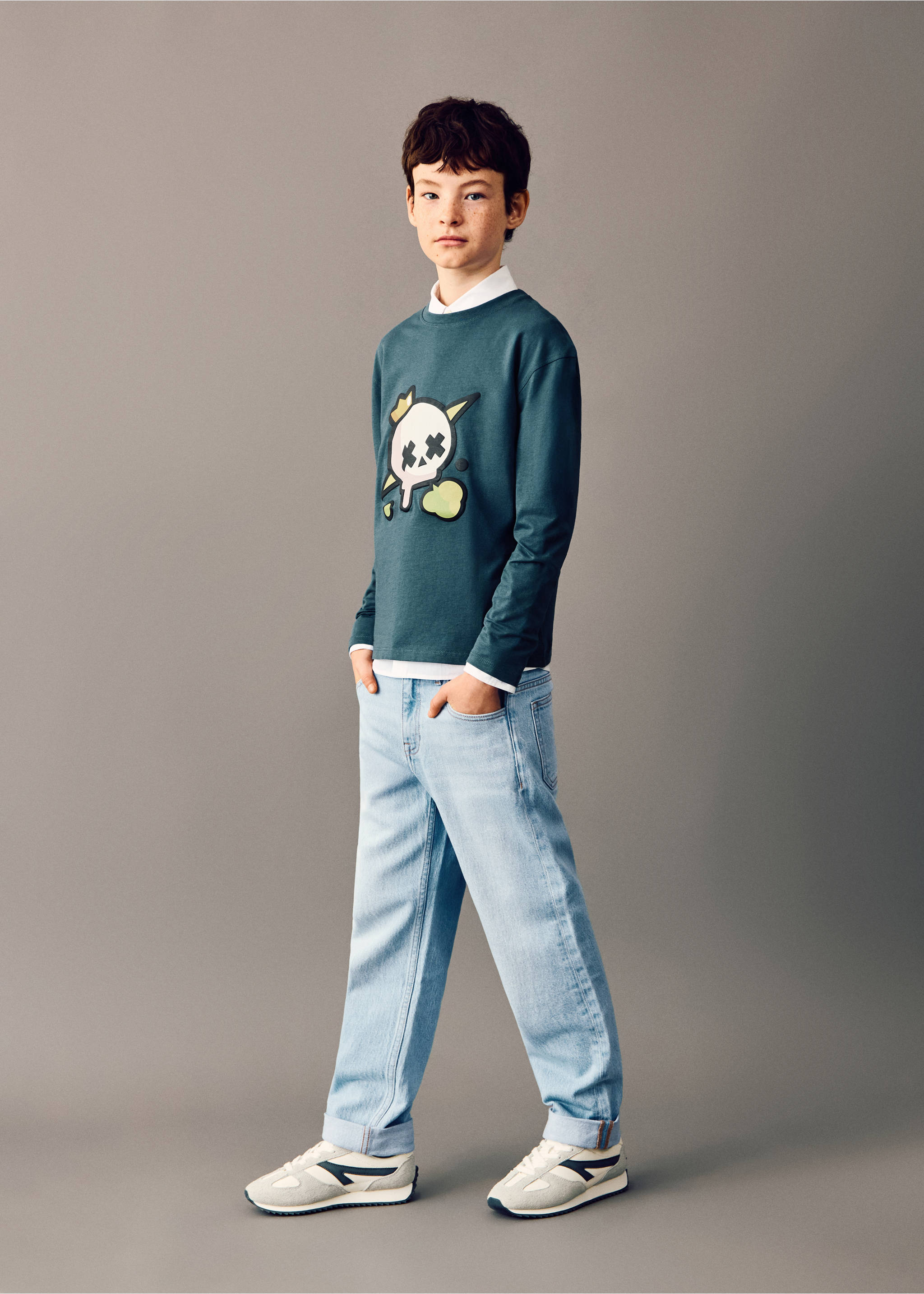Gerade Jeans mit Umschlag - Allgemeine Ansicht, Hellblau. Ref: 27041239-00.