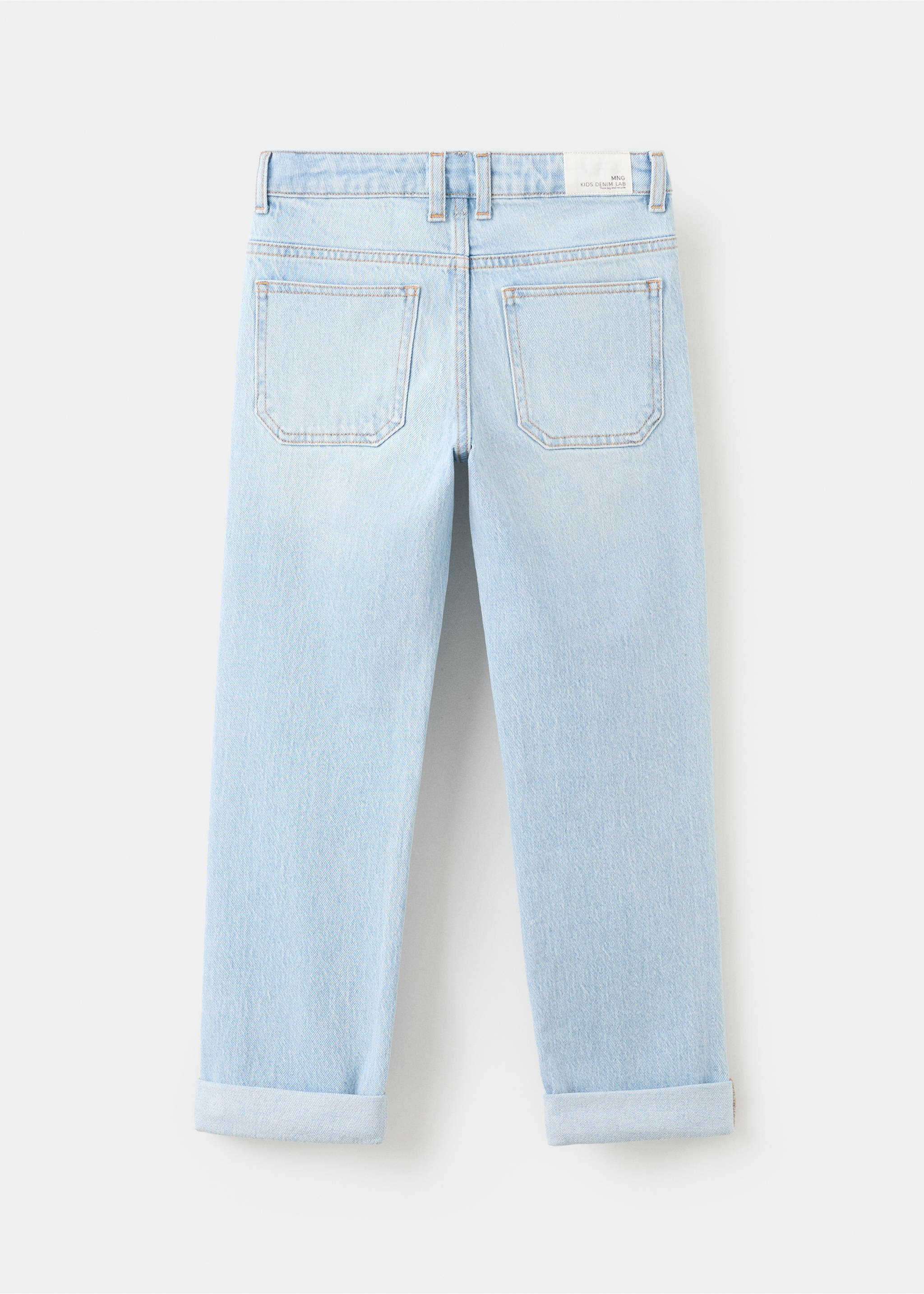 Gerade Jeans mit Umschlag - Rückseite des Artikels, Hellblau. Ref: 27041239-00.
