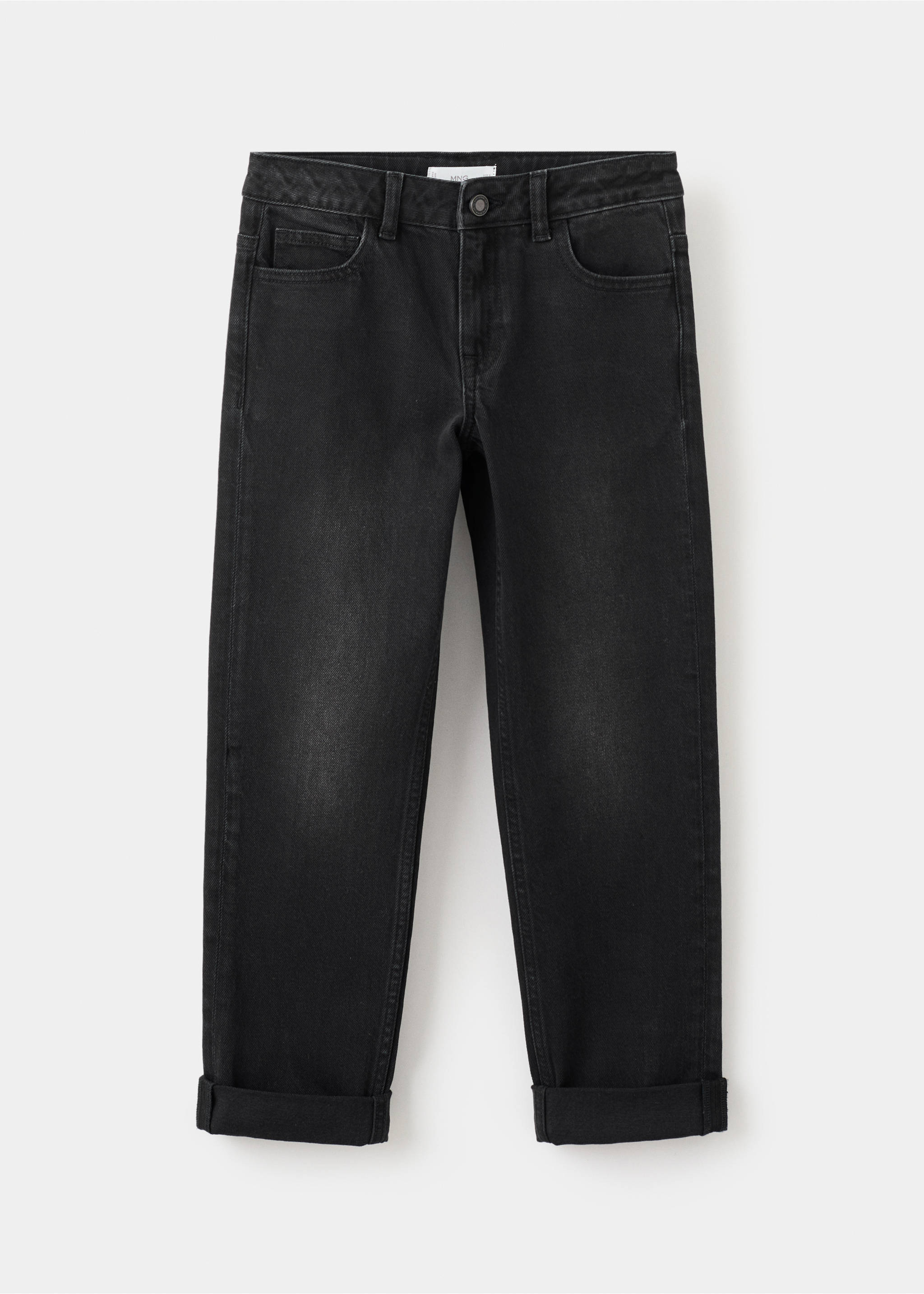Jean droit à revers - Article sans modèle, Black denim. Ref: 27041239-00.