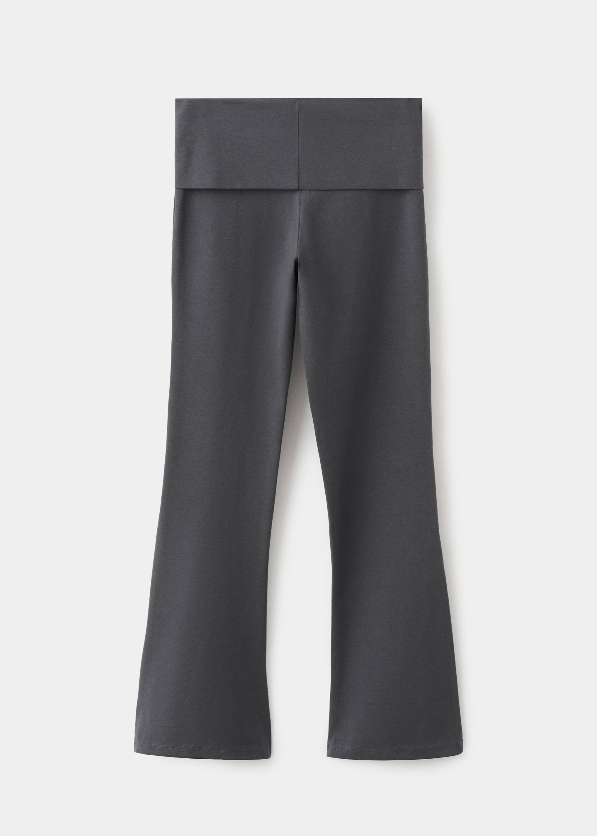 Grey leggings with a fold-over waistband, back view., Charcoal. Ref: 27041265-00.