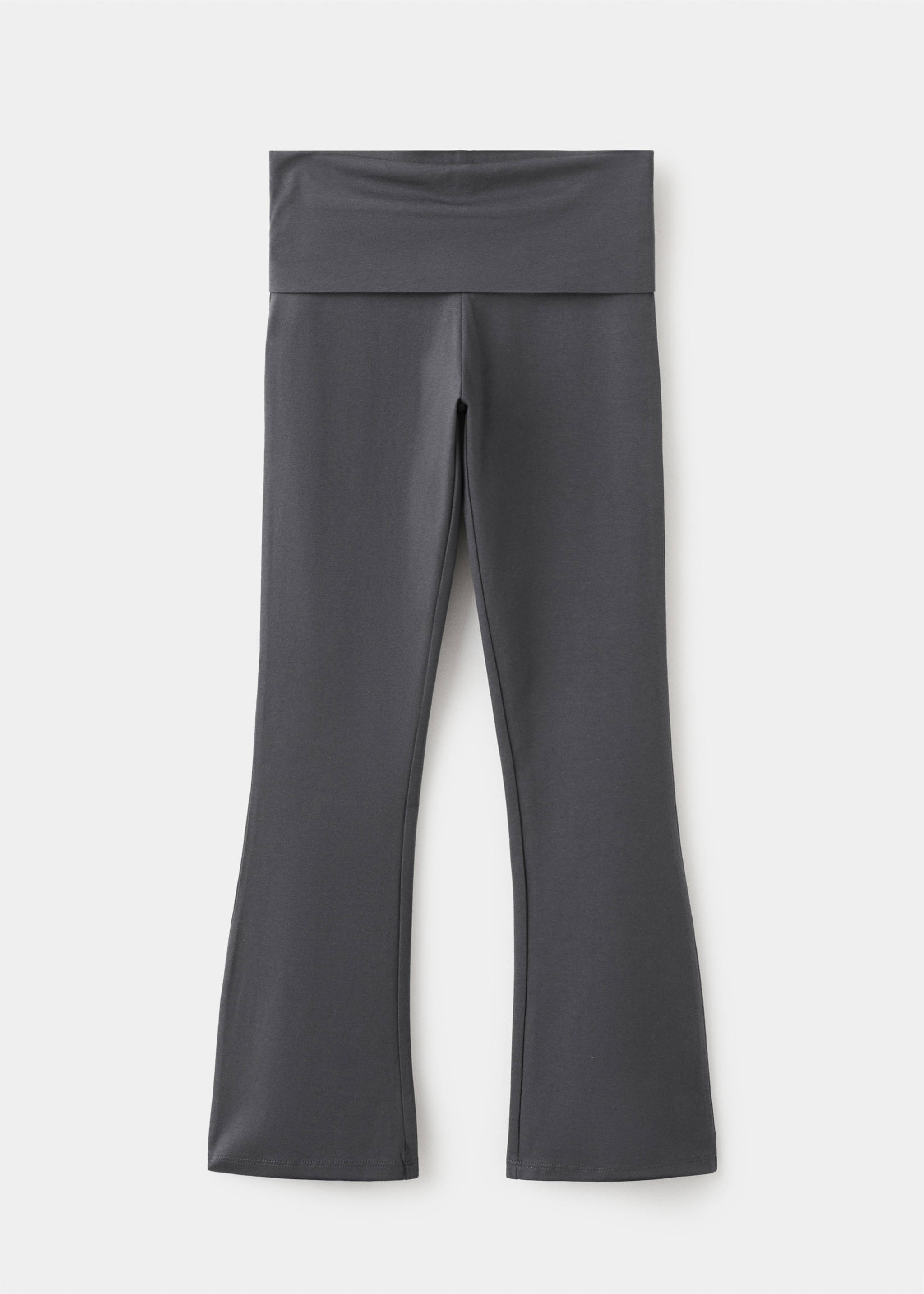 Dark grey kids' leggings with a folded waistband and flared hem., Charcoal. Ref: 27041265-00.