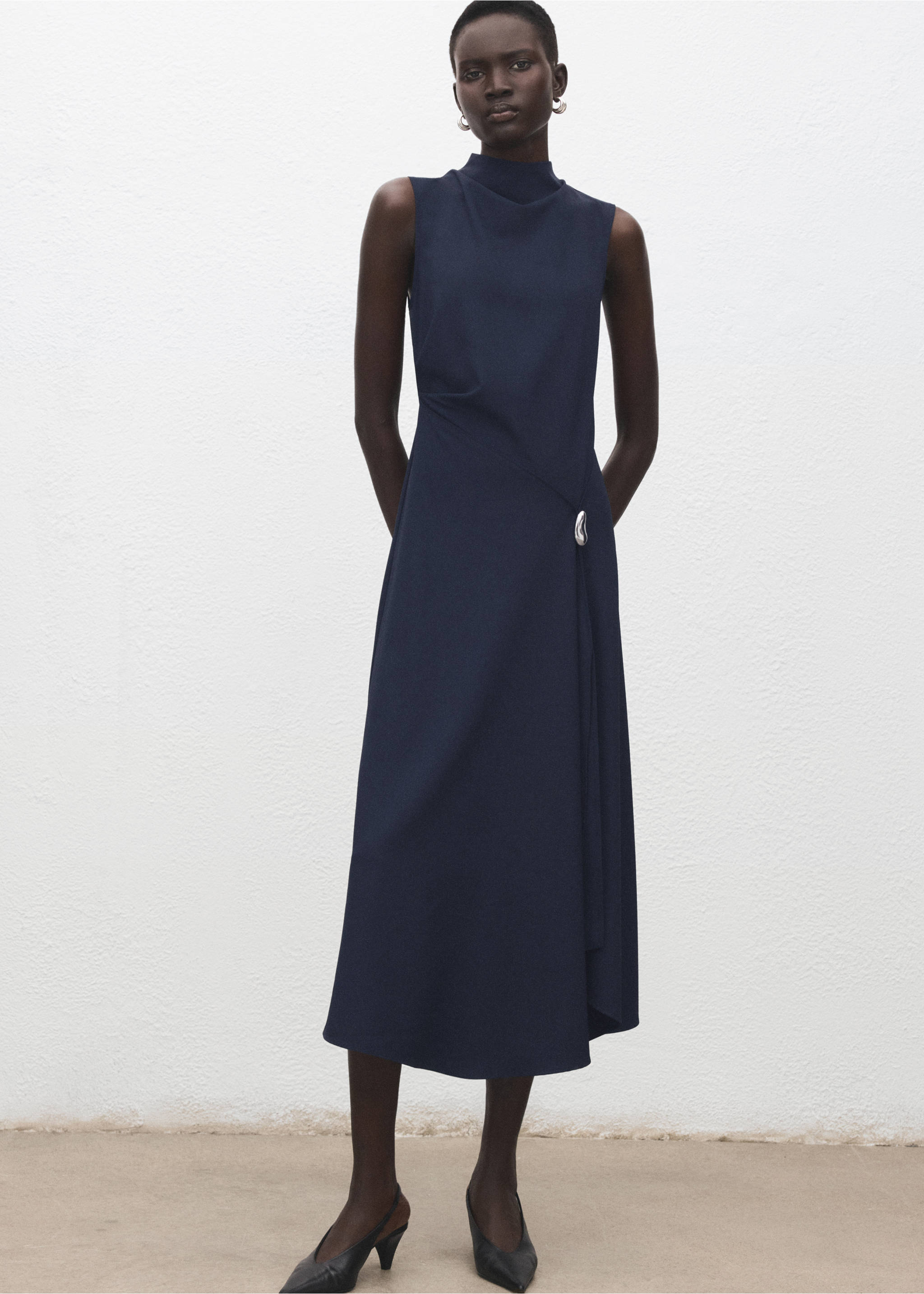 A-line dress with metal embellishment - General plane, Dark Navy. Ref: 27041277-00.