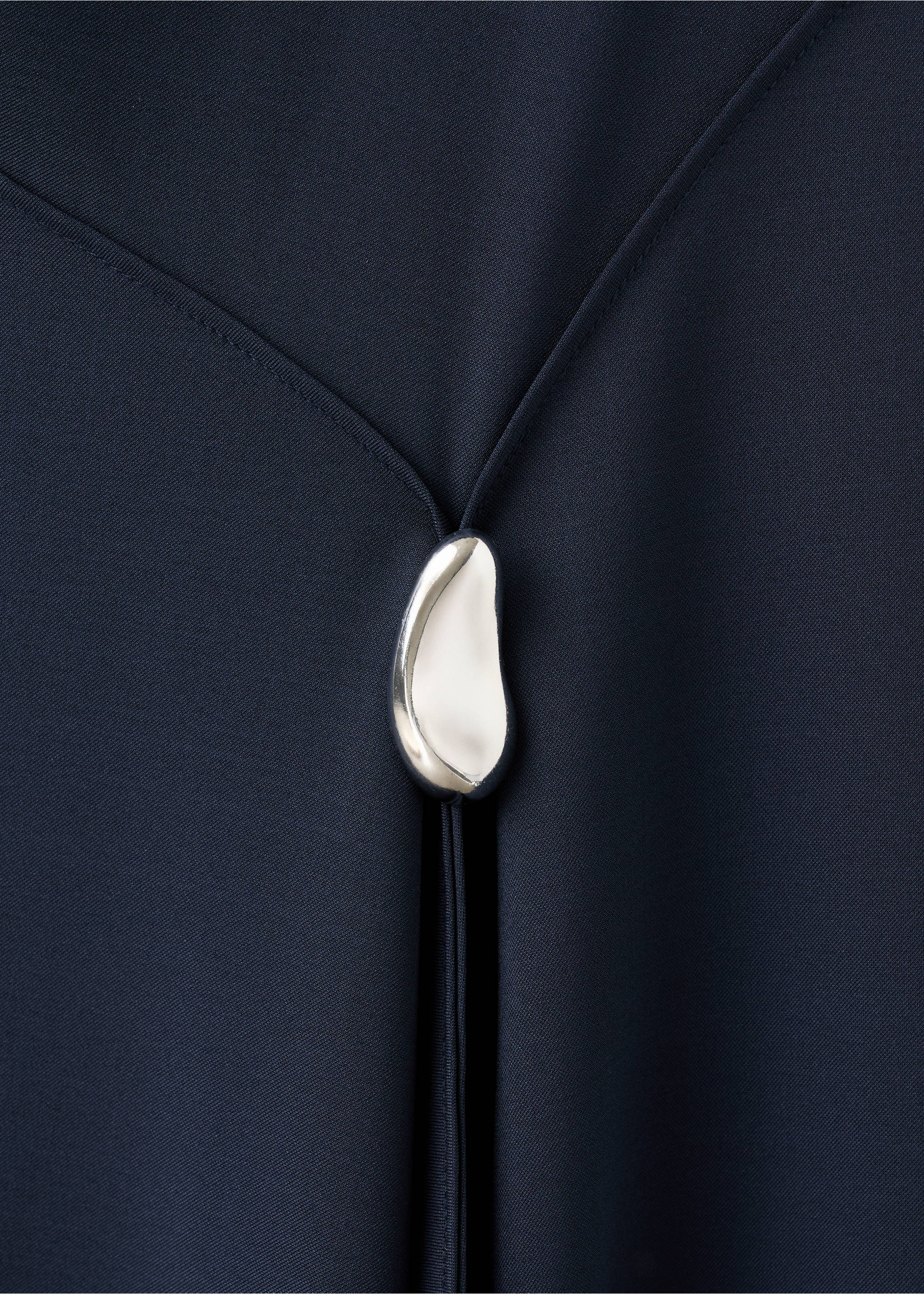 A-line dress with metal embellishment - Details of the article 8, Dark Navy. Ref: 27041277-00.
