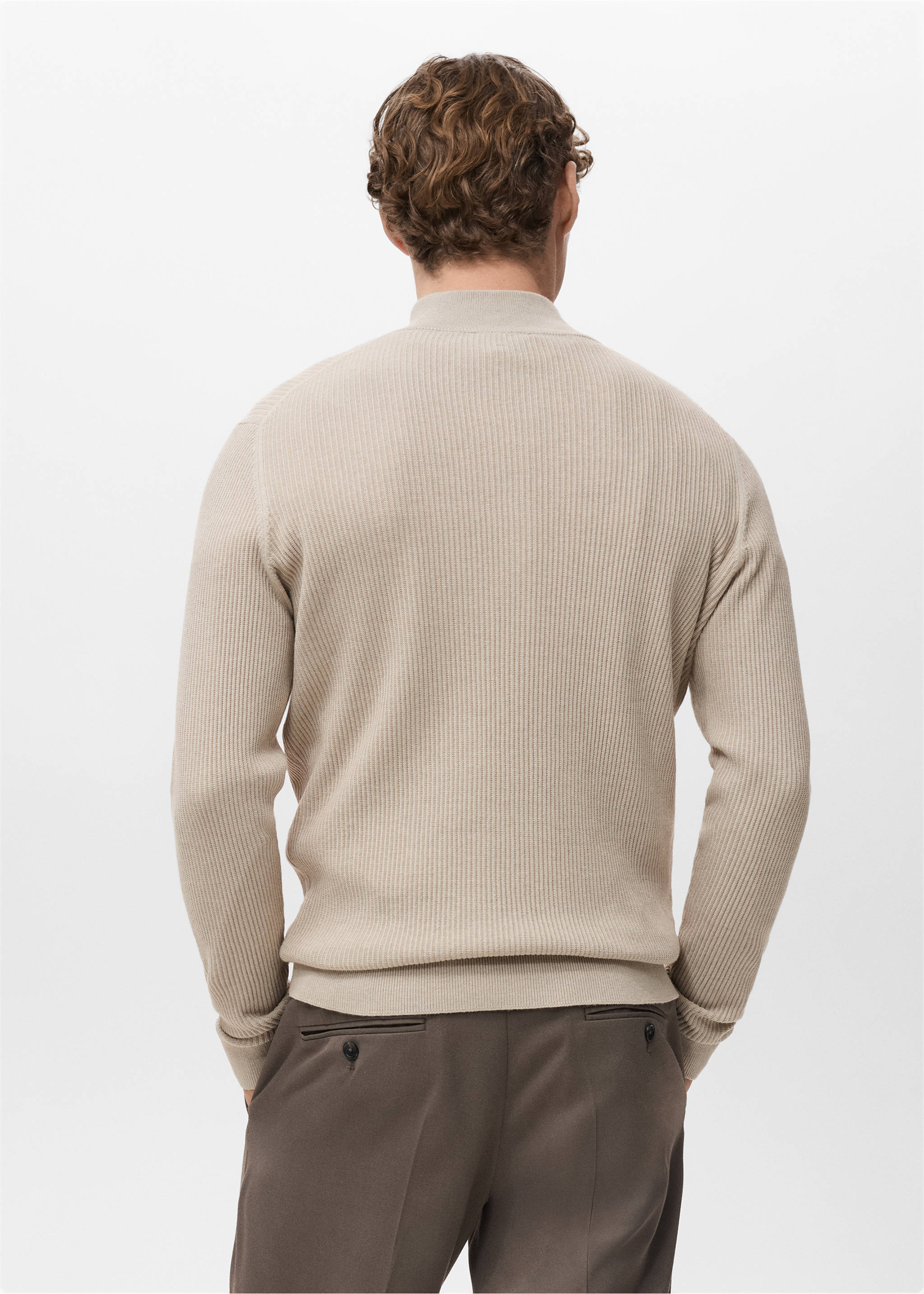 Beige ribbed knit jersey shown from the back., Beige. Ref: 27041283-00.