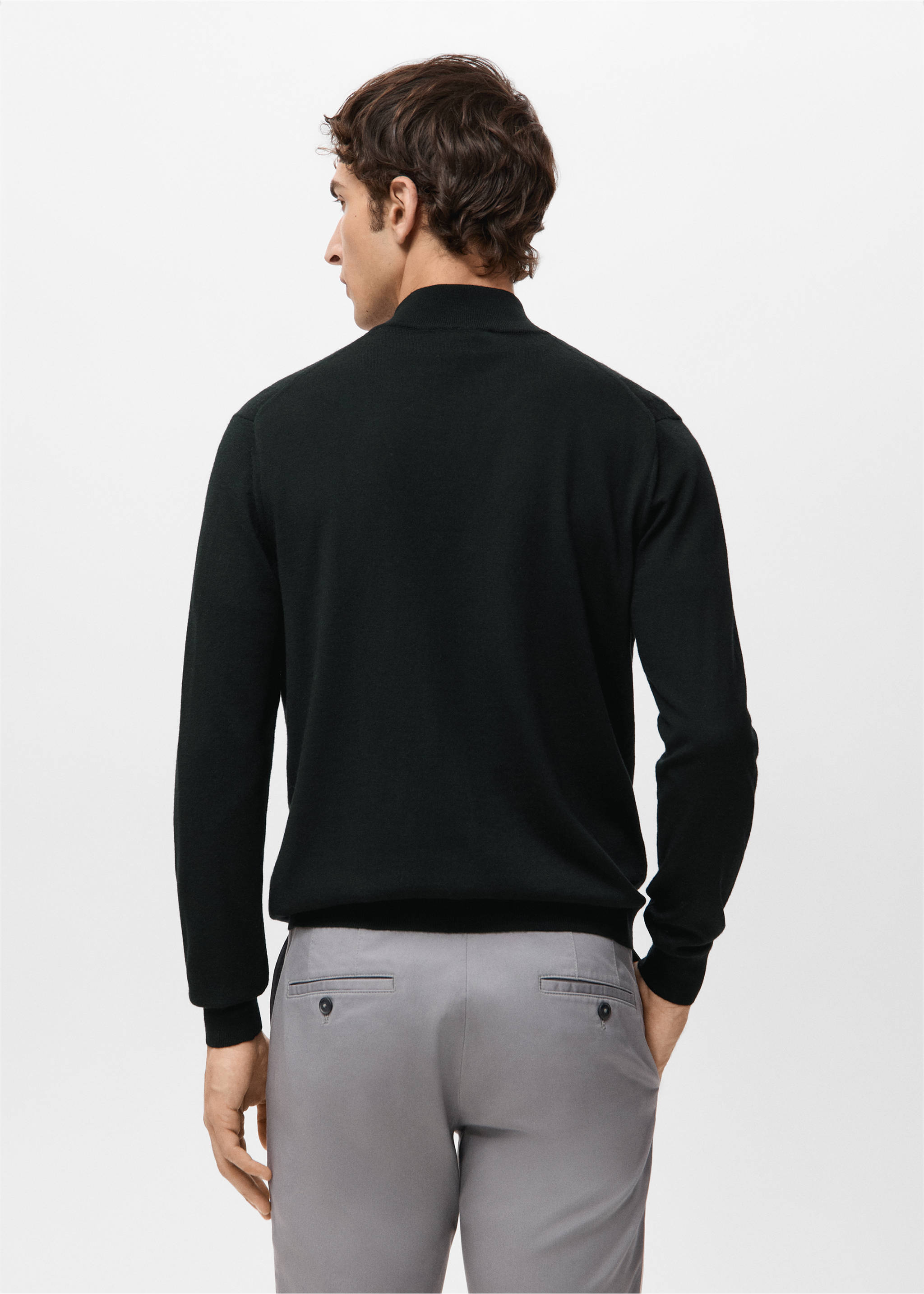 Back view of a black knitted jersey with a high collar., Black. Ref: 27041285-00.