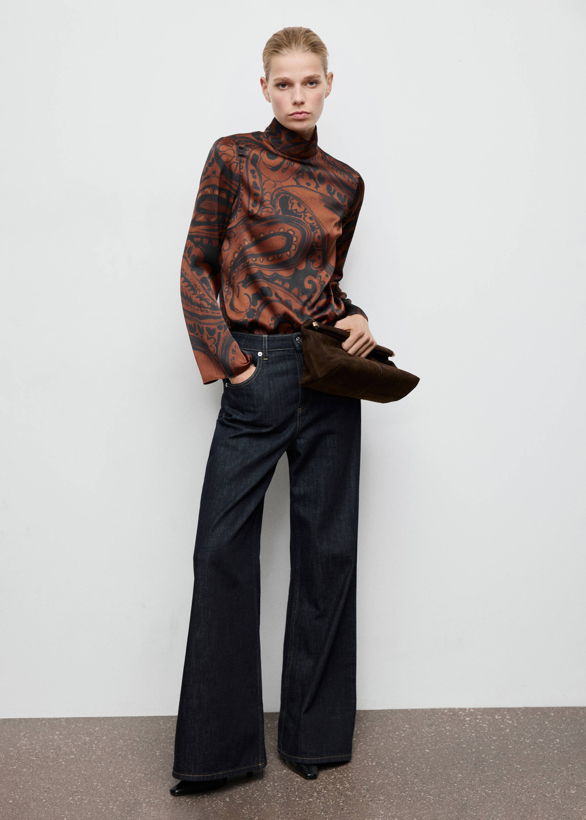 Paisley-print satin blouse - General plane
