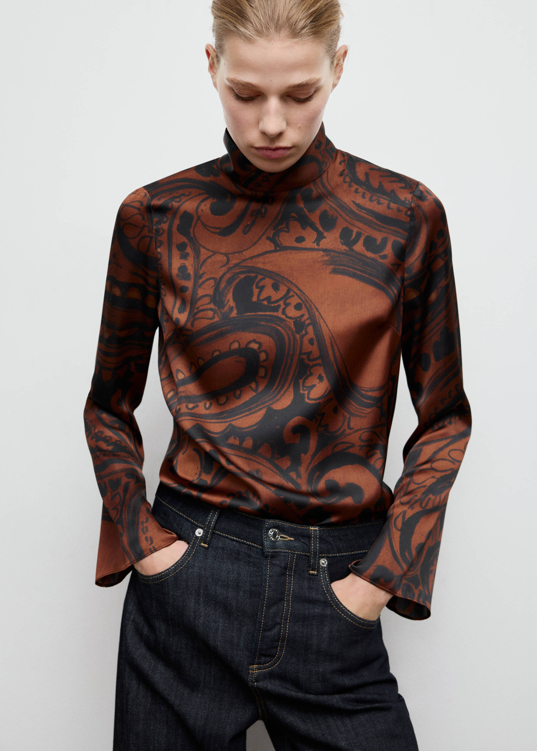 Paisley-print satin blouse - Medium plane