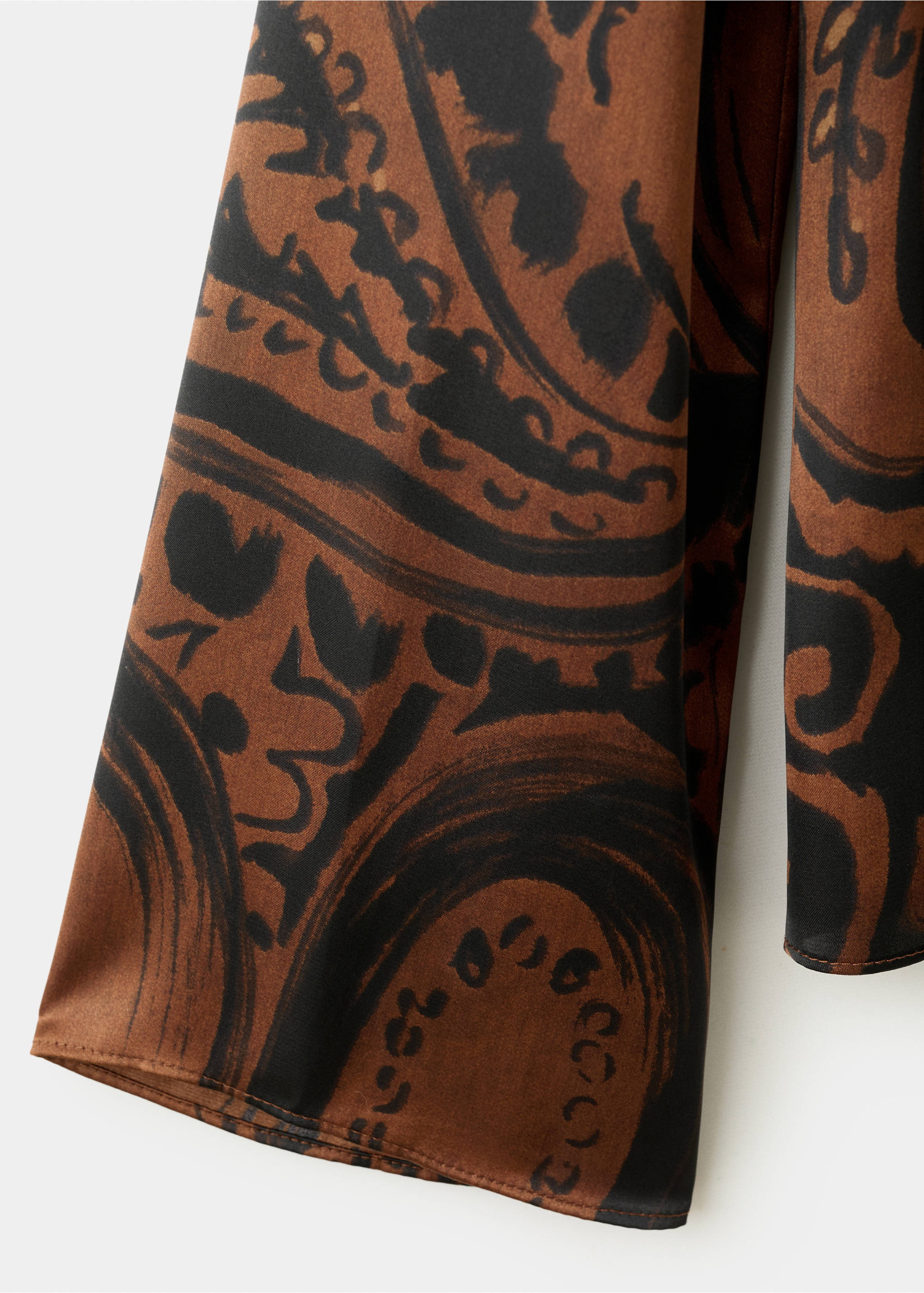 Paisley-print satin blouse - Details of the article 0, Burnt Orange. Ref: 27041318-00.