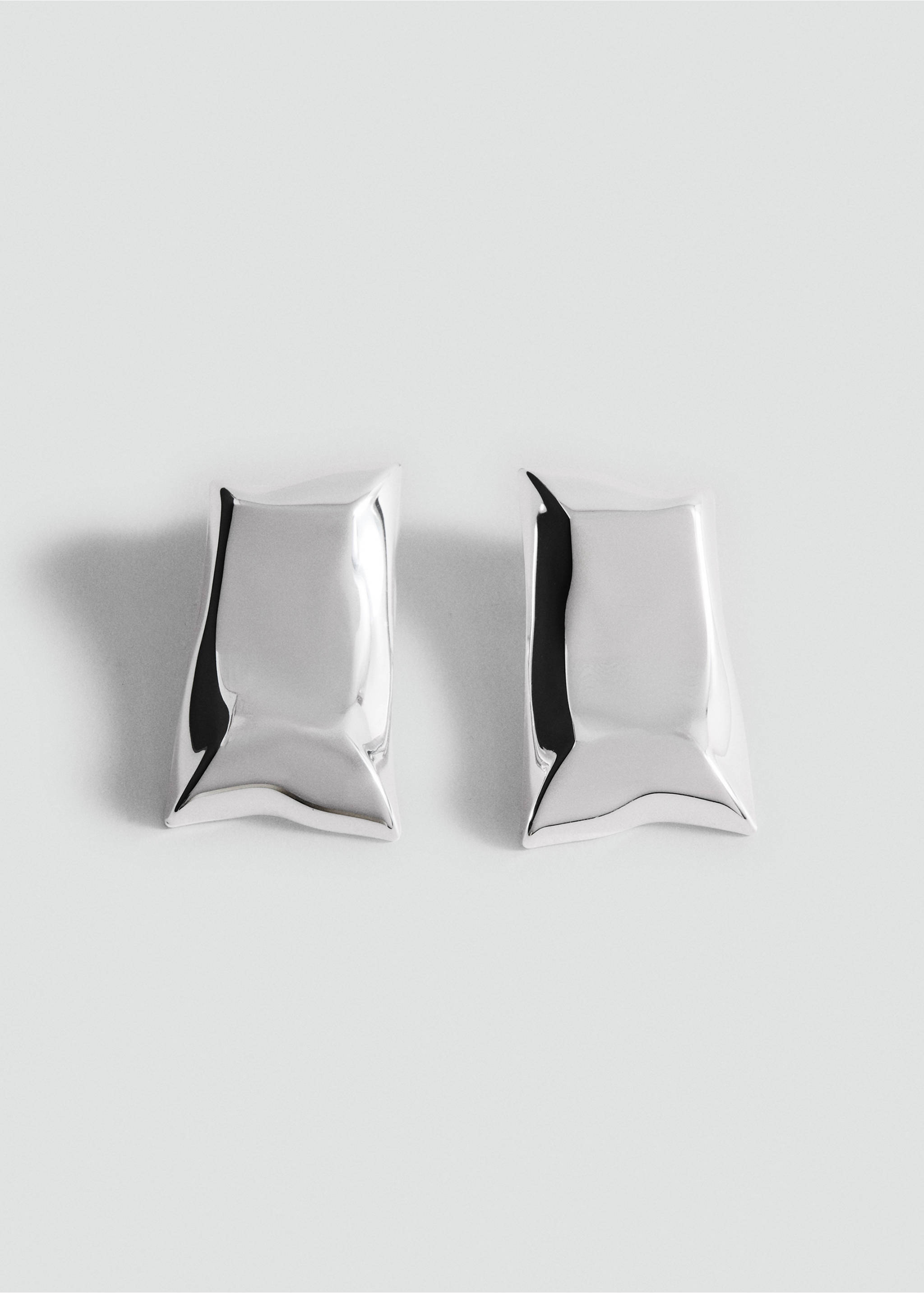 Chunky silver-coloured pillow-shaped earrings with a high-polish finish., Silver. Ref: 27042930-00.
