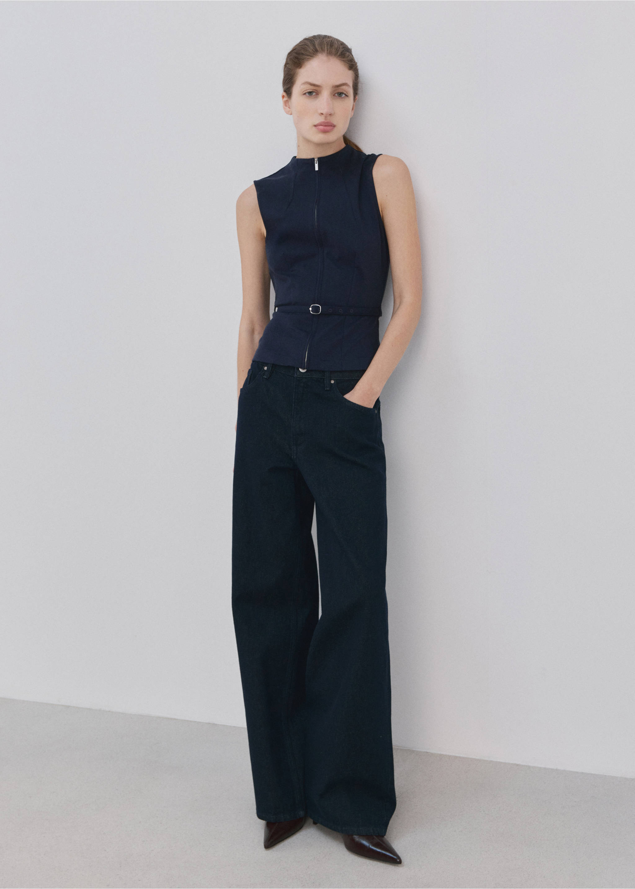 Zipper fitted waistcoat - General plane, Dark Navy. Ref: 27044079-00.