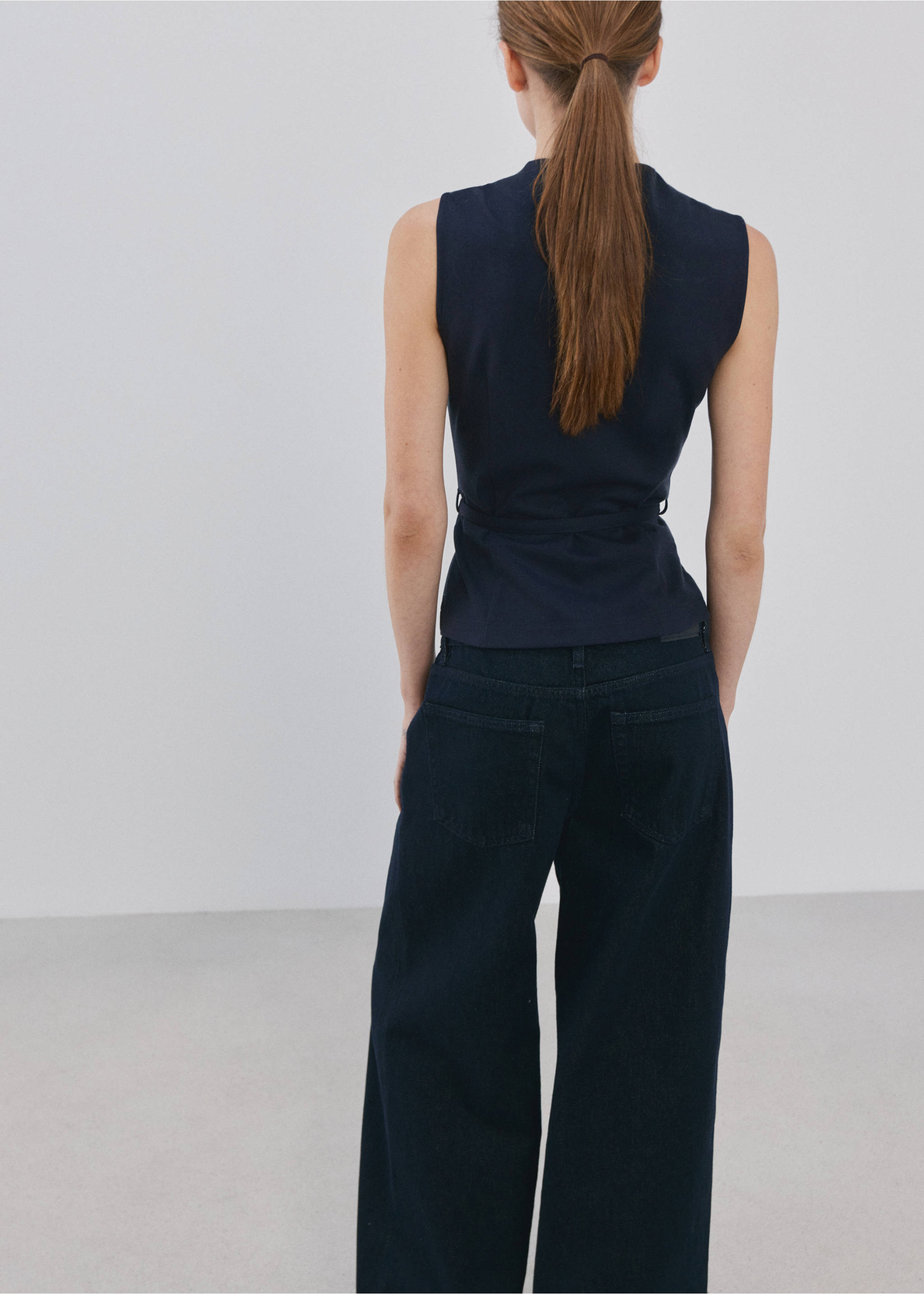 Zipper fitted waistcoat - Reverse of the article, Dark Navy. Ref: 27044079-00.
