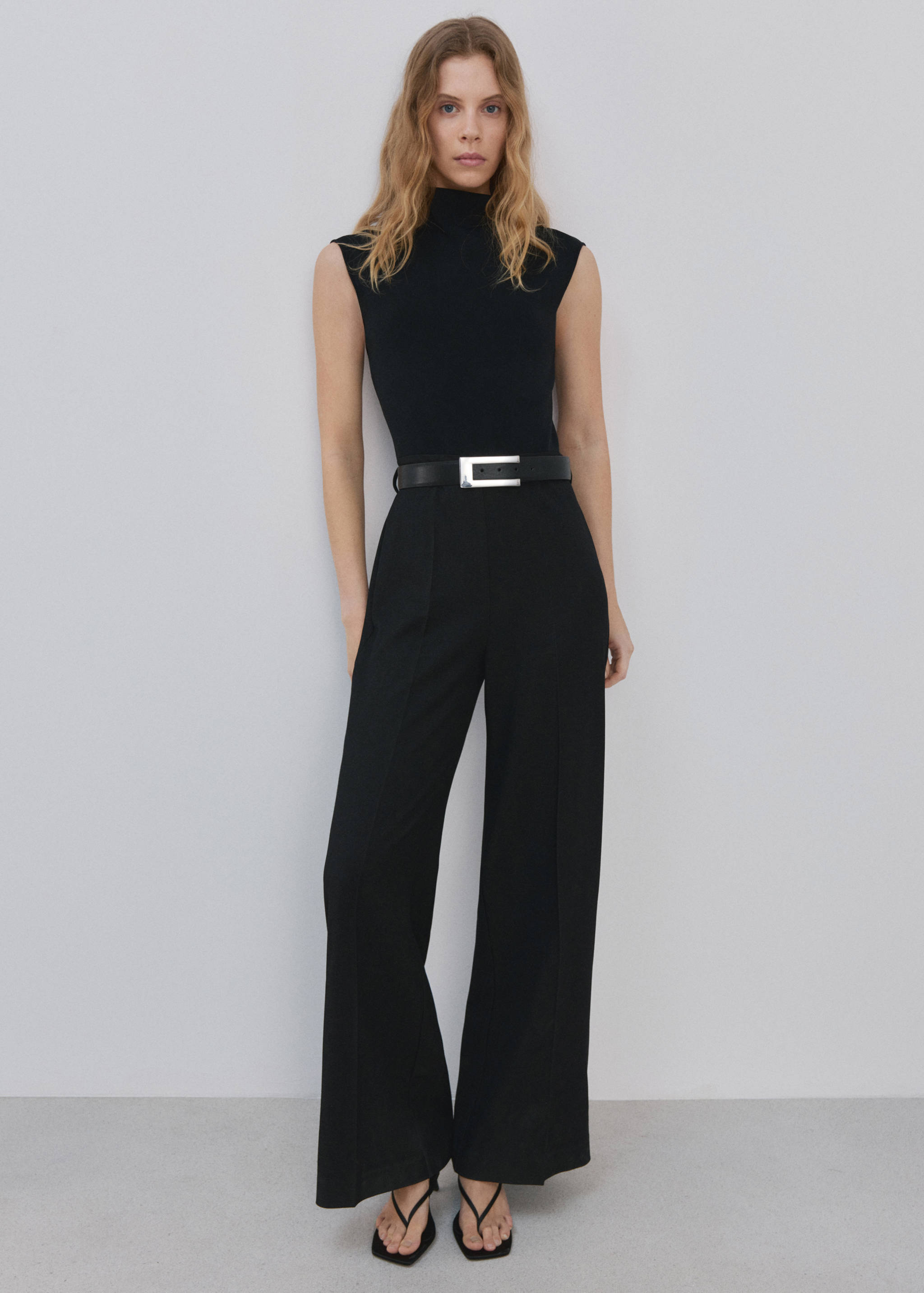 Contrast-bodice long jumpsuit - General plane