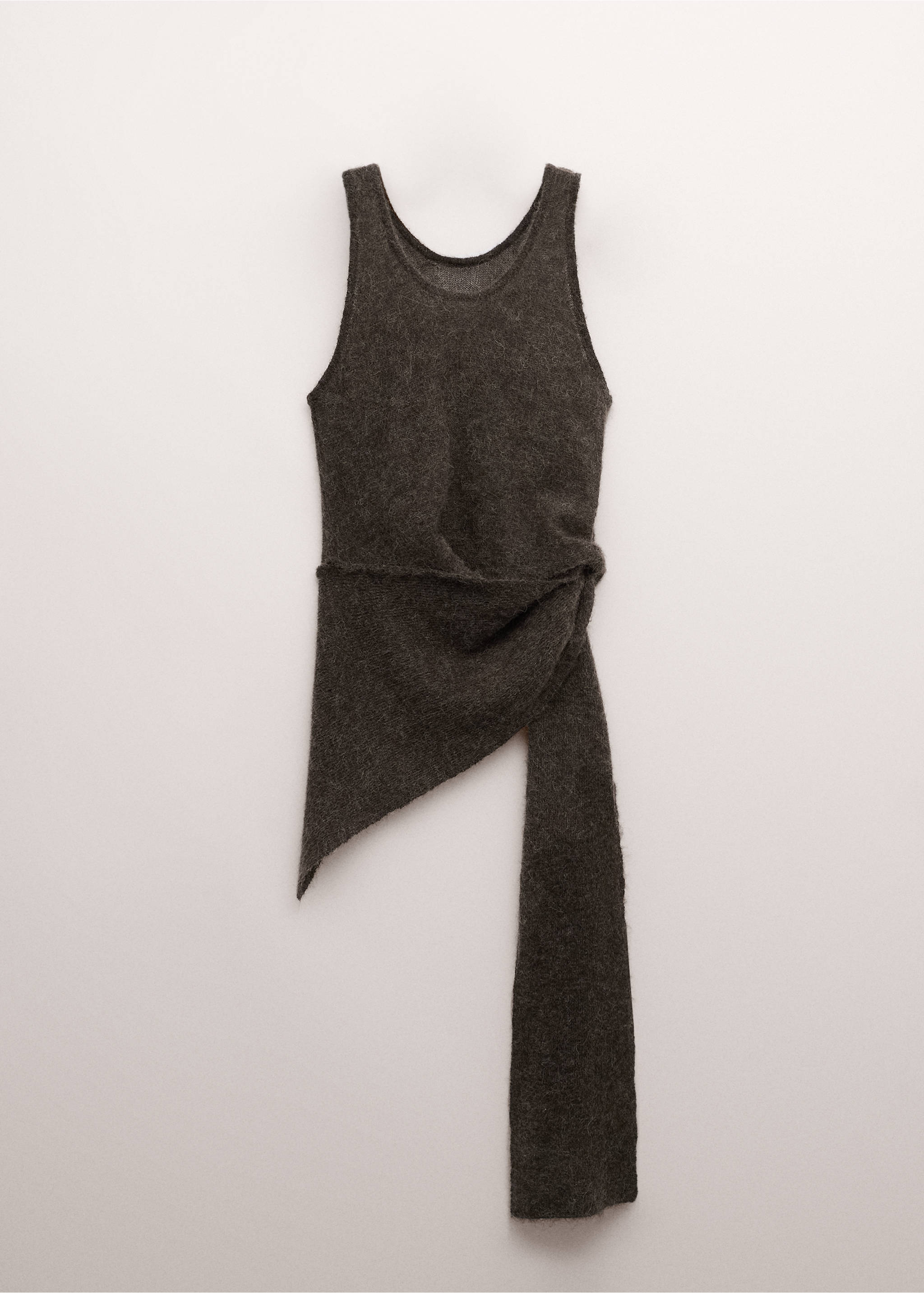 Asymmetric semi-transparent alpaca top - Article without model, Medium Brown. Ref: 27044444-00.