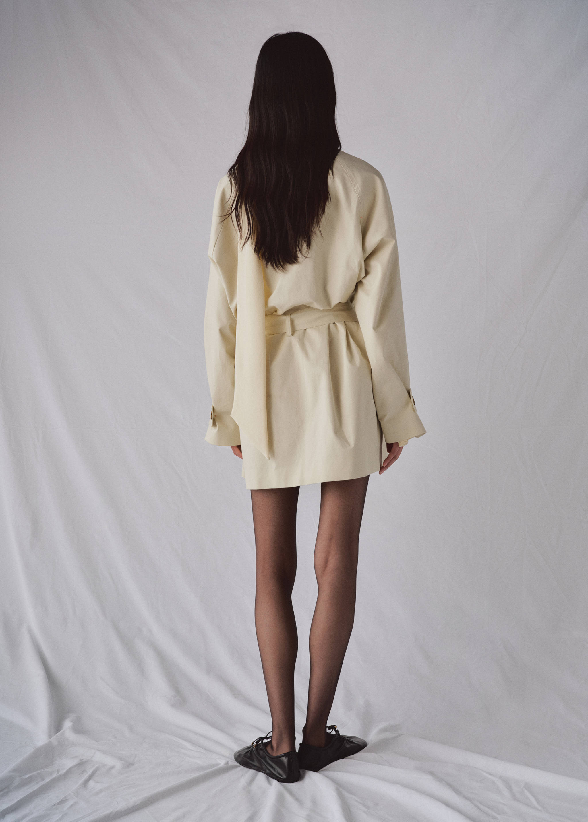 Funnel neck belted trench coat - Reverse of the article