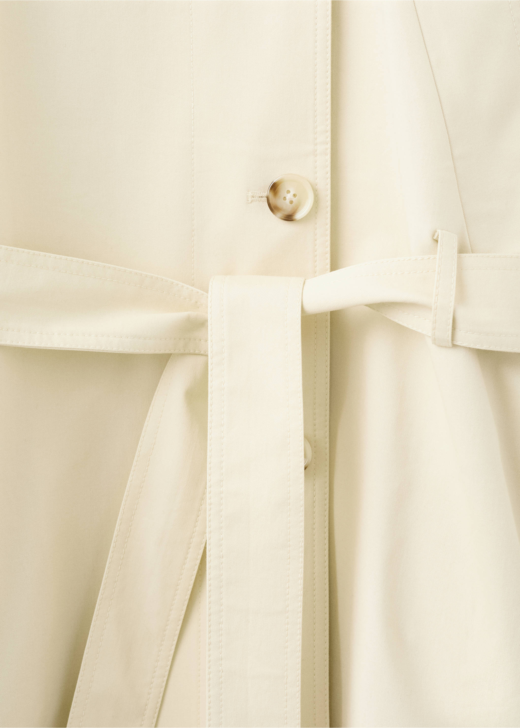Funnel neck belted trench coat - Details of the article 8, Ecru. Ref: 27044775-00.