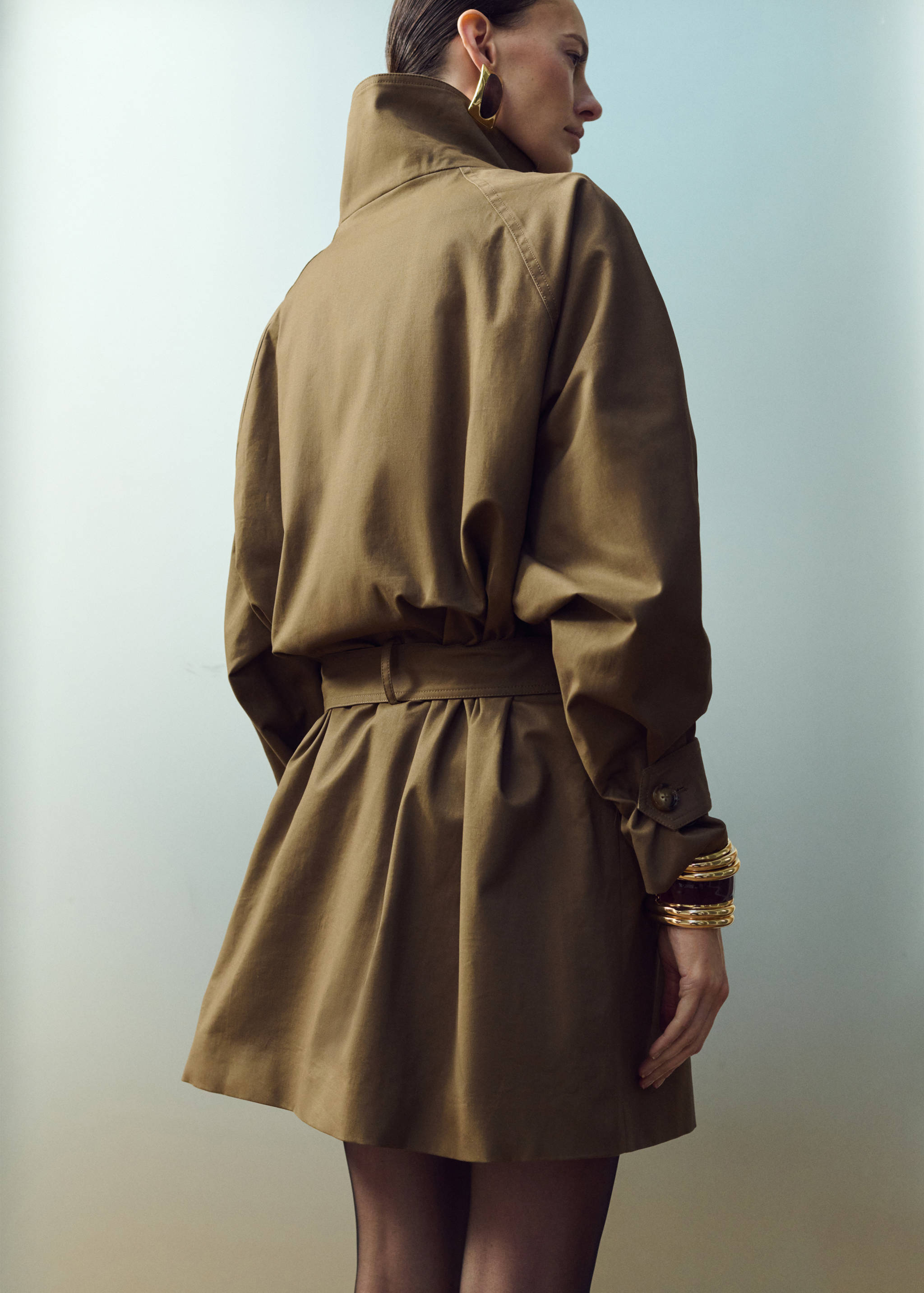 Funnel neck belted trench coat - Reverse of the article