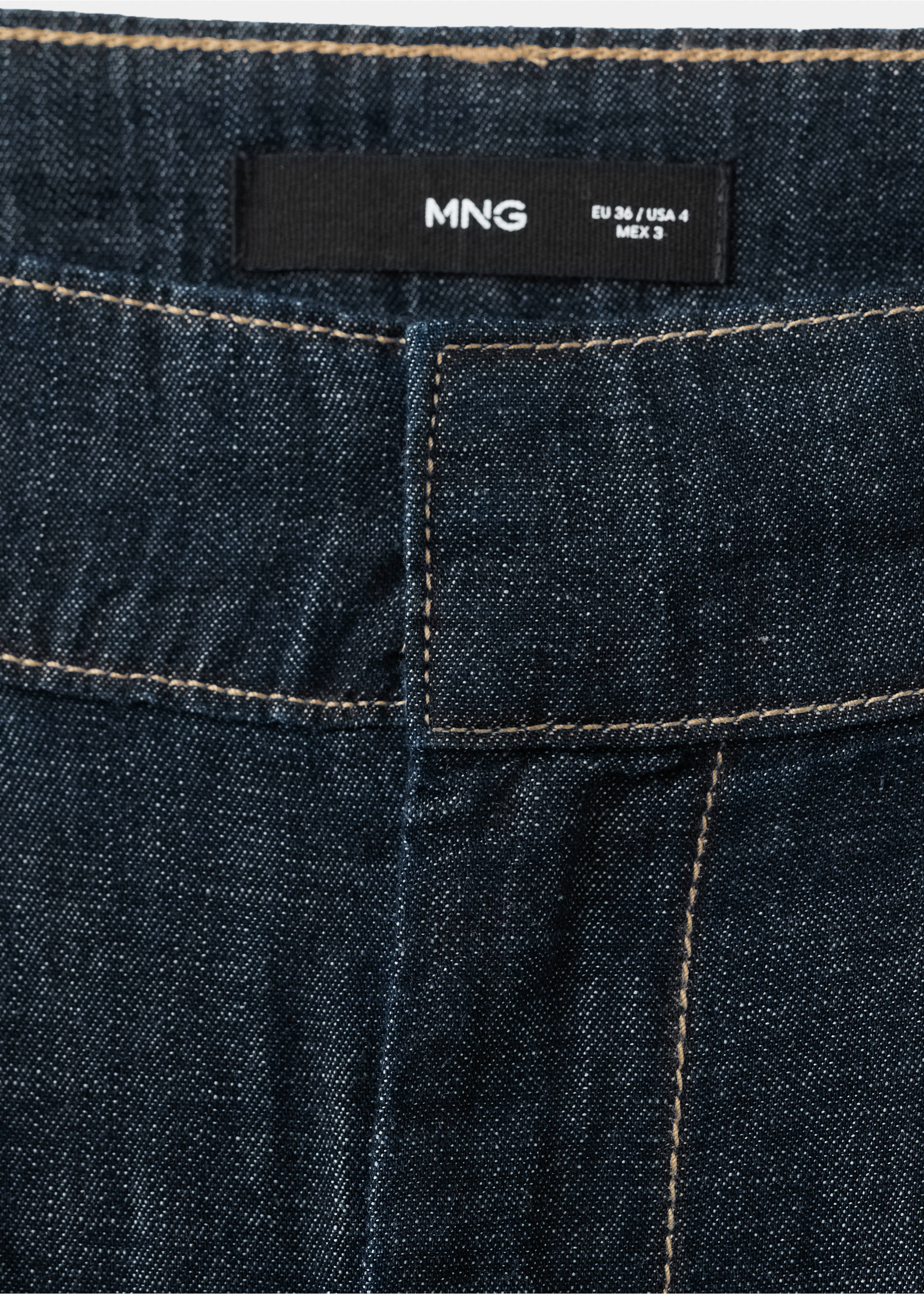 Wide leg denim trousers with belt loops - Details of the article 8, Open Blue. Ref: 27045823-00.