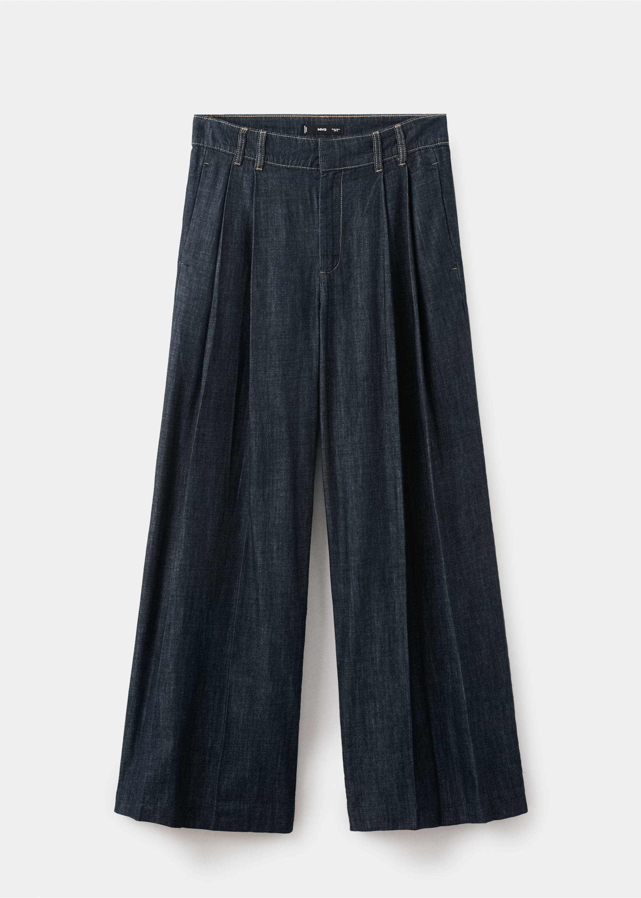Wide leg denim trousers with belt loops - Article without model, Open Blue. Ref: 27045823-00.