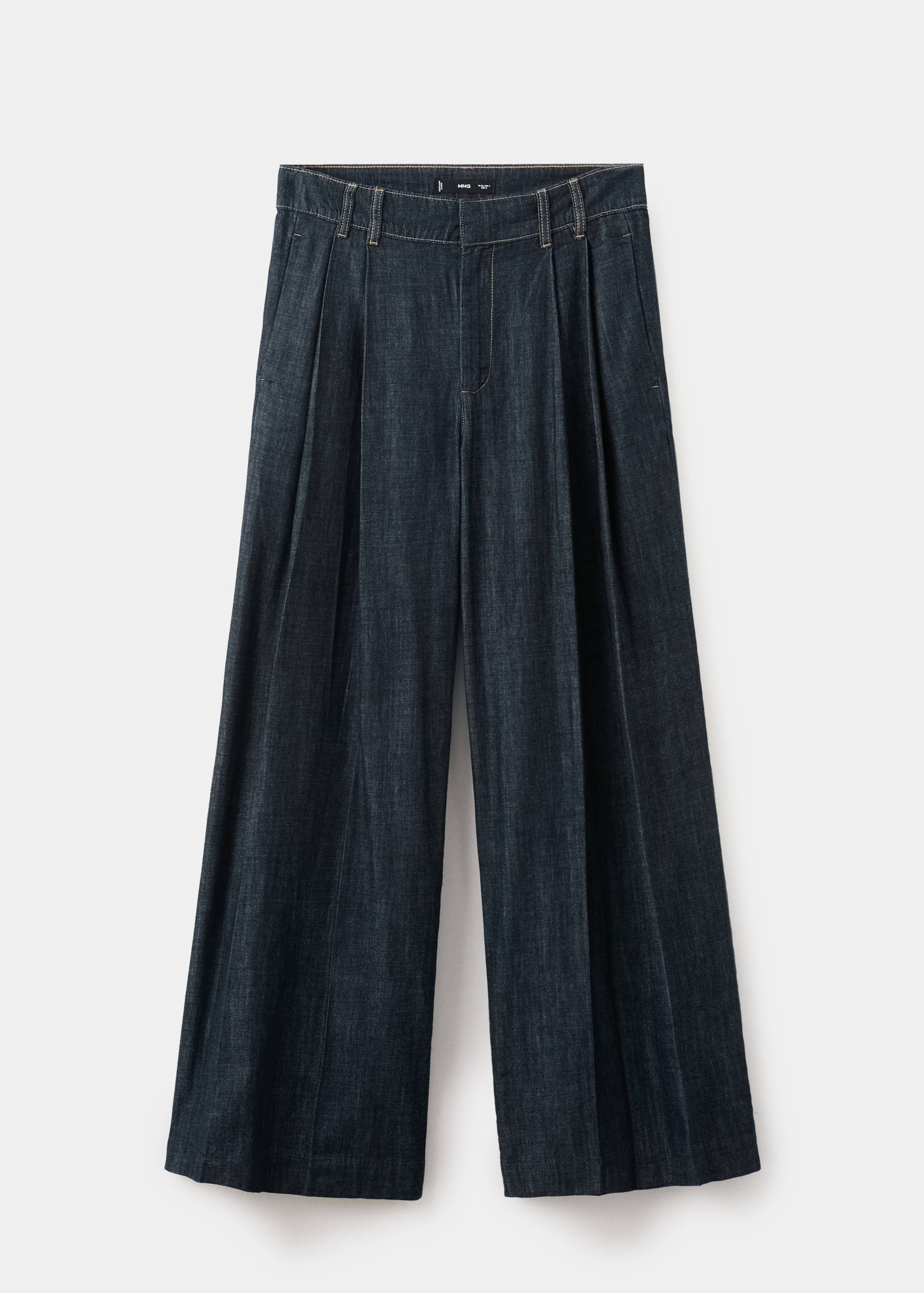 Wide leg denim trousers with belt loops - Article without model